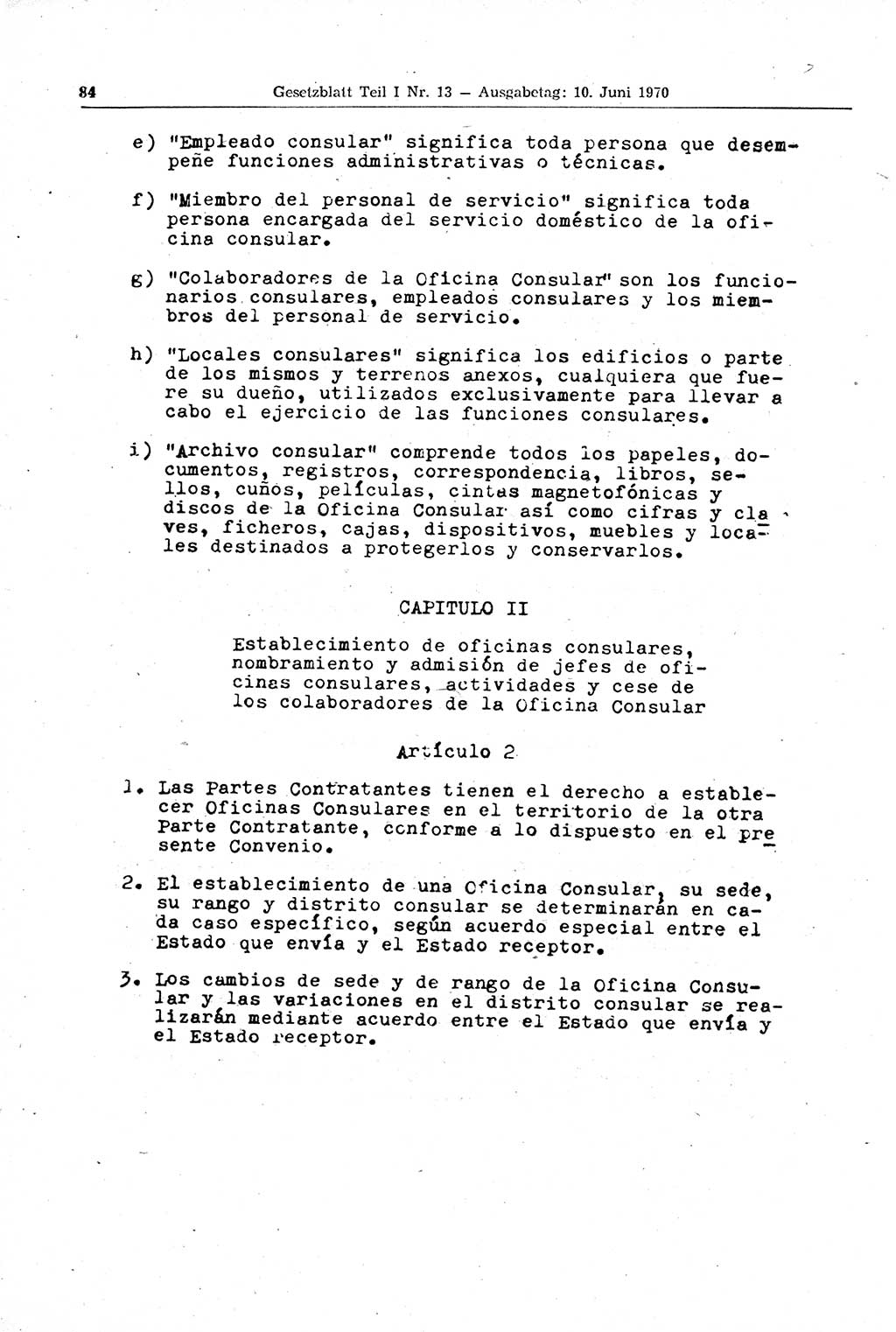 Gesetzblatt (GBl.) der Deutschen Demokratischen Republik (DDR) Teil Ⅰ 1970, Seite 84 (GBl. DDR Ⅰ 1970, S. 84)