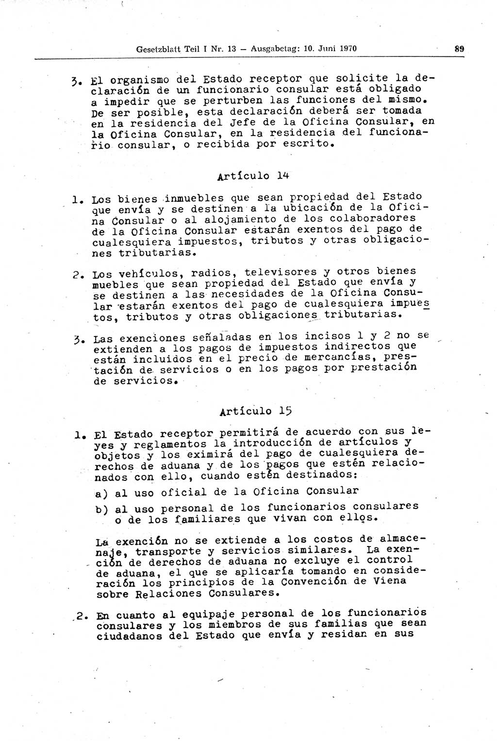Gesetzblatt (GBl.) der Deutschen Demokratischen Republik (DDR) Teil Ⅰ 1970, Seite 89 (GBl. DDR Ⅰ 1970, S. 89)