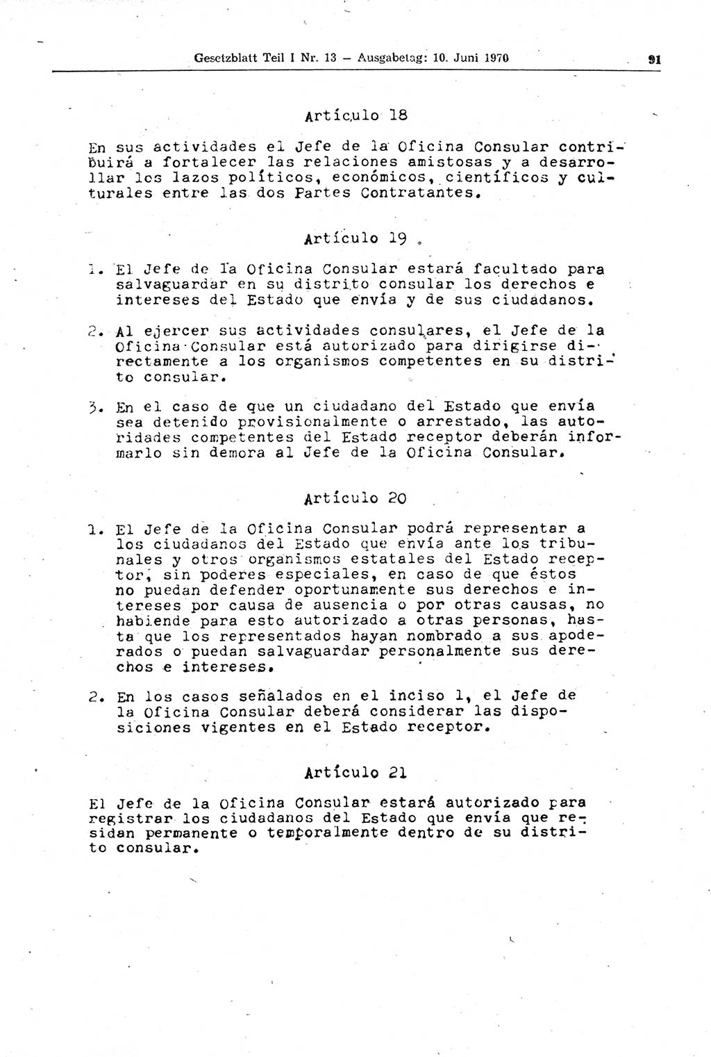 Gesetzblatt (GBl.) der Deutschen Demokratischen Republik (DDR) Teil Ⅰ 1970, Seite 91 (GBl. DDR Ⅰ 1970, S. 91)