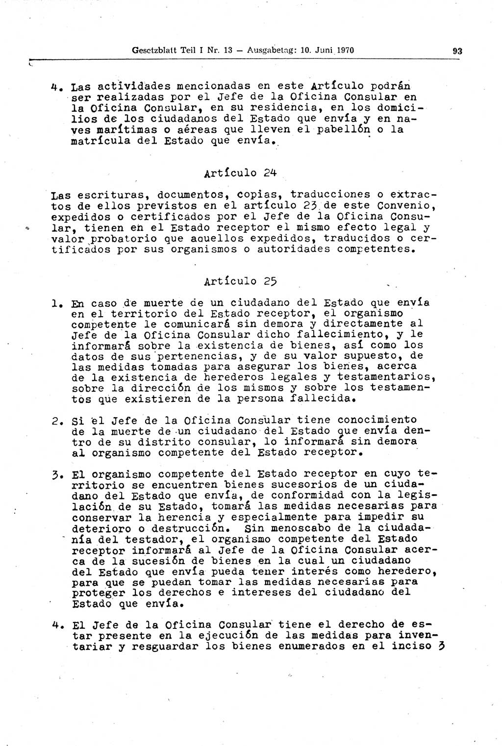 Gesetzblatt (GBl.) der Deutschen Demokratischen Republik (DDR) Teil Ⅰ 1970, Seite 93 (GBl. DDR Ⅰ 1970, S. 93)