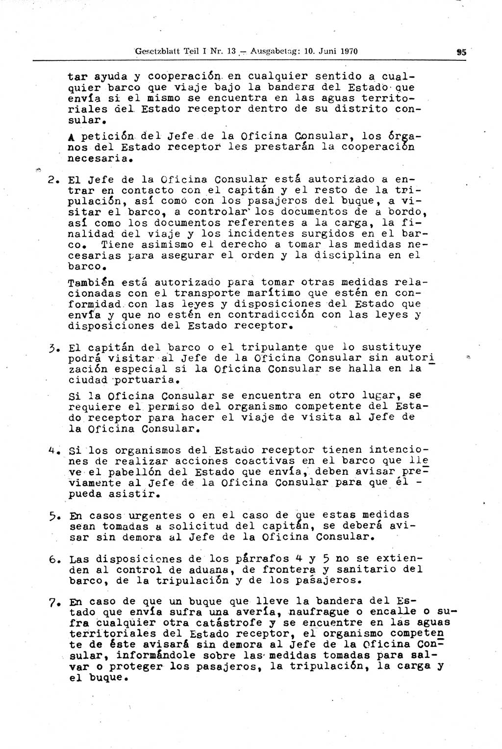 Gesetzblatt (GBl.) der Deutschen Demokratischen Republik (DDR) Teil Ⅰ 1970, Seite 95 (GBl. DDR Ⅰ 1970, S. 95)