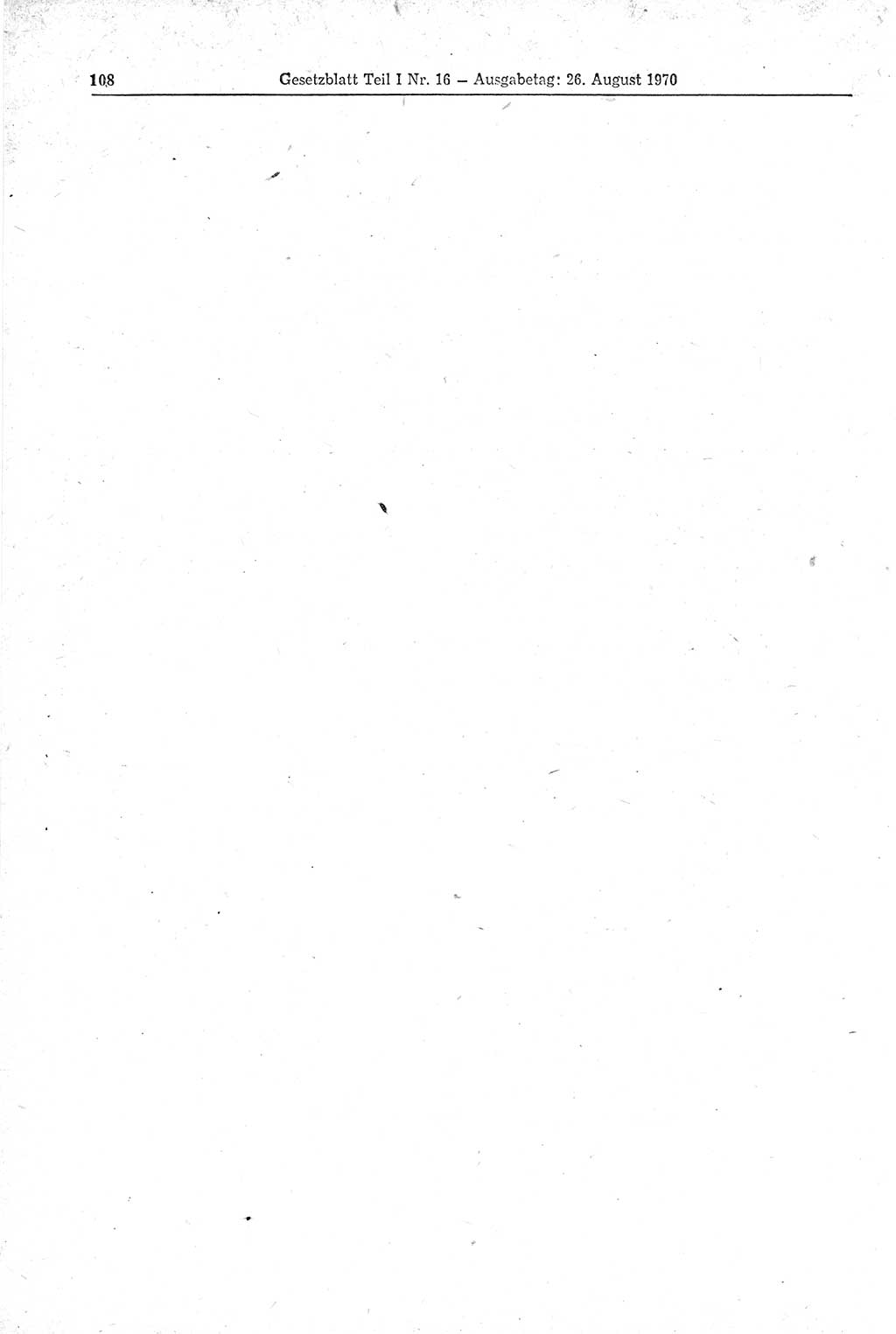 Gesetzblatt (GBl.) der Deutschen Demokratischen Republik (DDR) Teil Ⅰ 1970, Seite 108 (GBl. DDR Ⅰ 1970, S. 108)