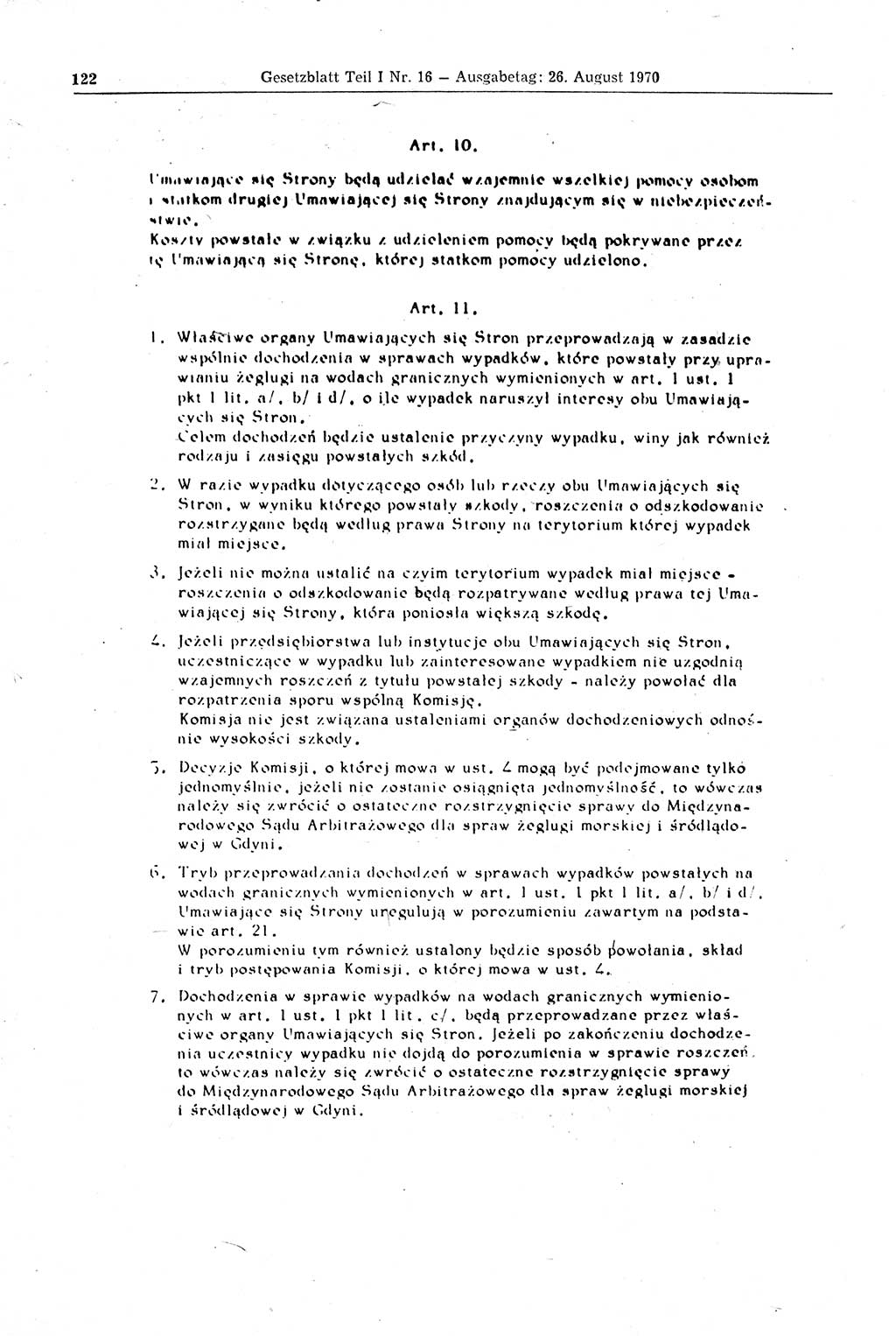 Gesetzblatt (GBl.) der Deutschen Demokratischen Republik (DDR) Teil Ⅰ 1970, Seite 122 (GBl. DDR Ⅰ 1970, S. 122)