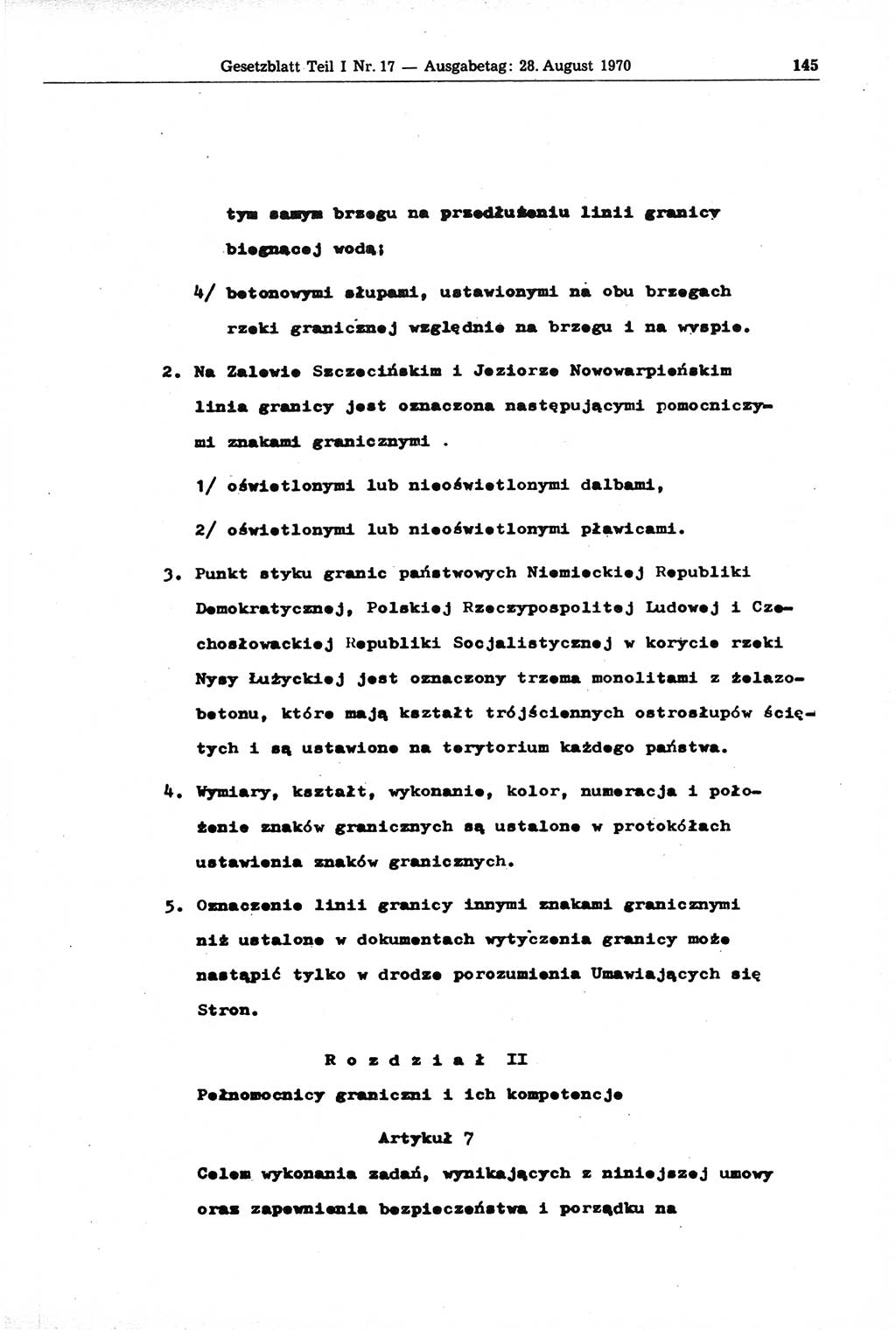 Gesetzblatt (GBl.) der Deutschen Demokratischen Republik (DDR) Teil Ⅰ 1970, Seite 145 (GBl. DDR Ⅰ 1970, S. 145)