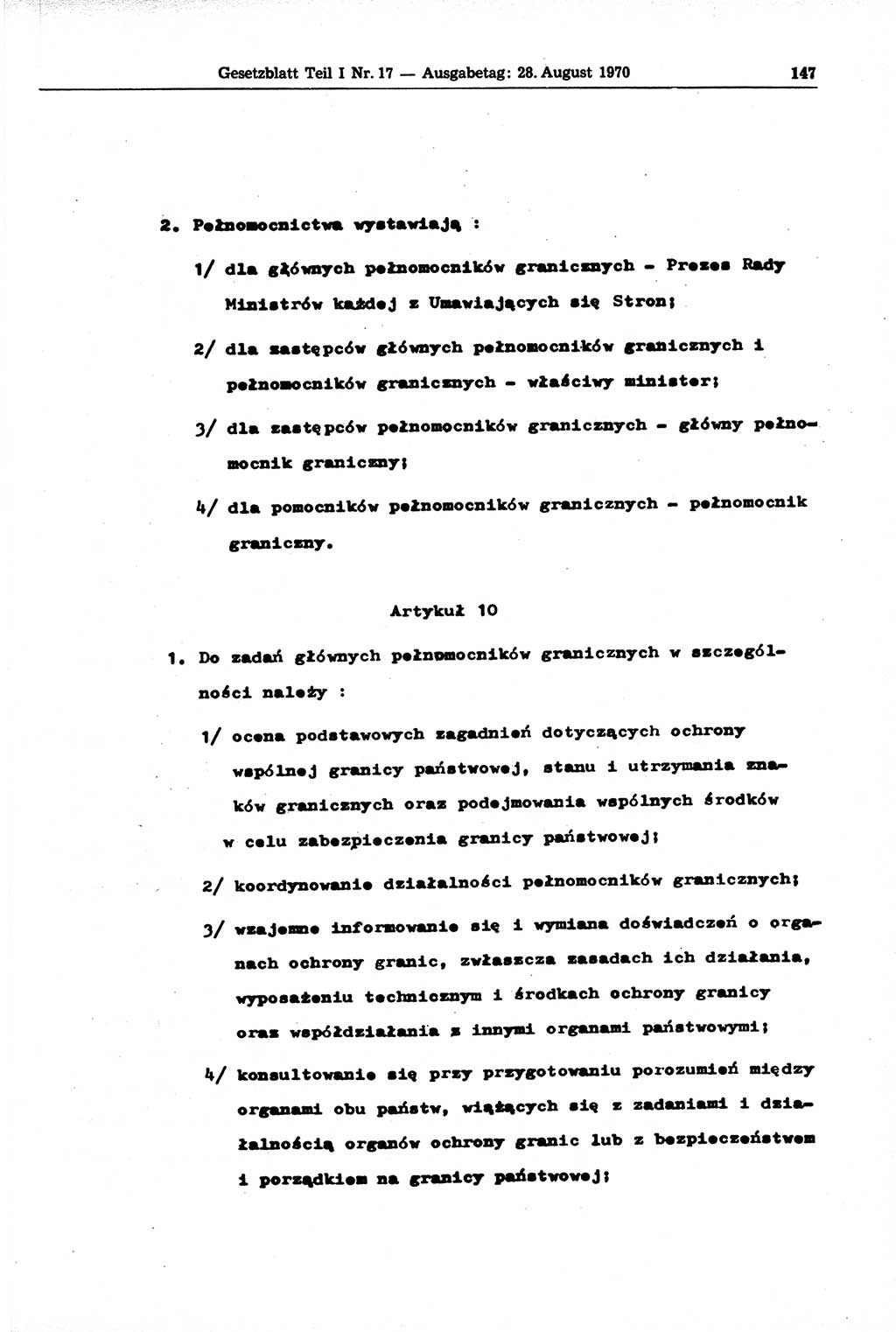 Gesetzblatt (GBl.) der Deutschen Demokratischen Republik (DDR) Teil Ⅰ 1970, Seite 147 (GBl. DDR Ⅰ 1970, S. 147)