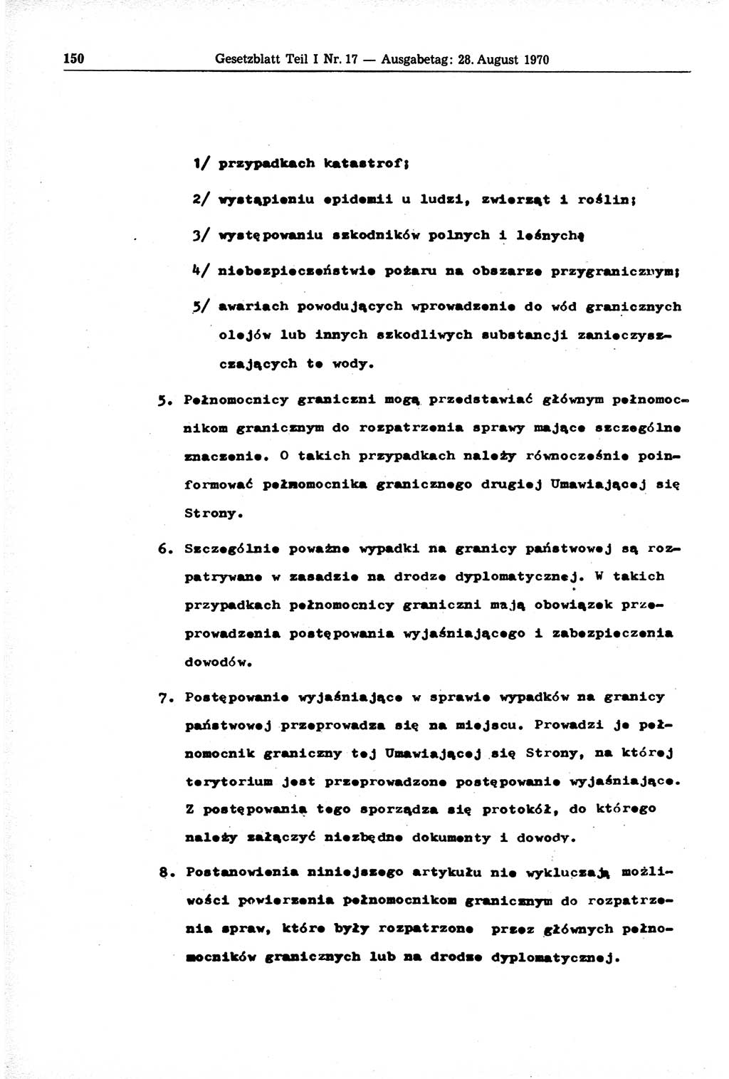 Gesetzblatt (GBl.) der Deutschen Demokratischen Republik (DDR) Teil Ⅰ 1970, Seite 150 (GBl. DDR Ⅰ 1970, S. 150)