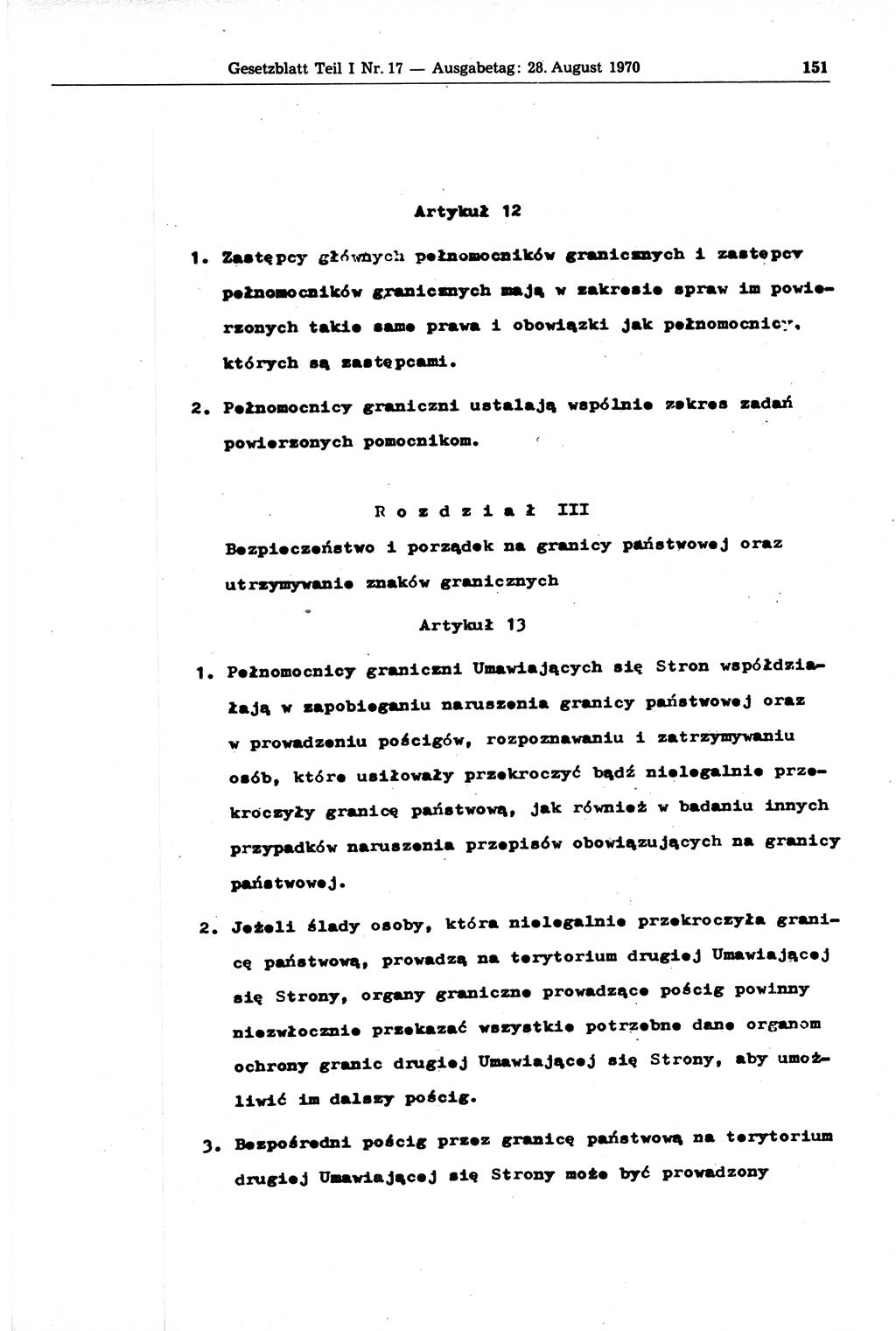 Gesetzblatt (GBl.) der Deutschen Demokratischen Republik (DDR) Teil Ⅰ 1970, Seite 151 (GBl. DDR Ⅰ 1970, S. 151)