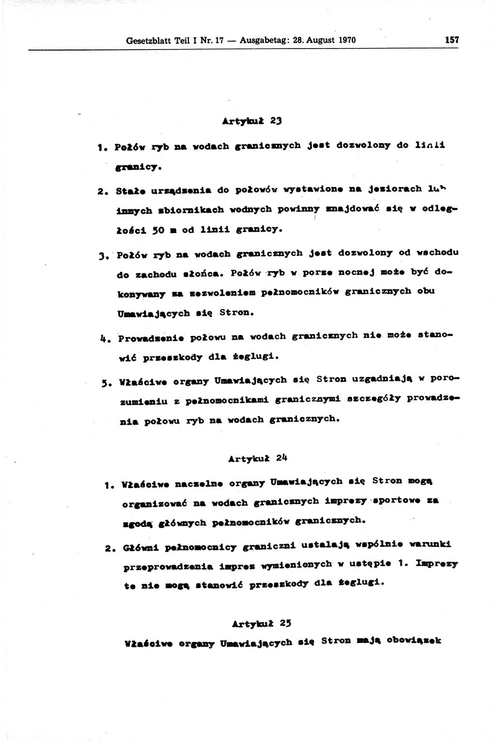 Gesetzblatt (GBl.) der Deutschen Demokratischen Republik (DDR) Teil Ⅰ 1970, Seite 157 (GBl. DDR Ⅰ 1970, S. 157)