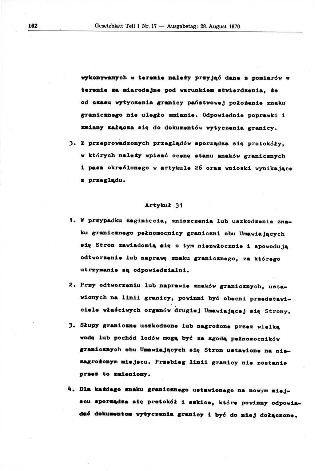 Gesetzblatt (GBl.) der Deutschen Demokratischen Republik (DDR) Teil Ⅰ 1970, Seite 162 (GBl. DDR Ⅰ 1970, S. 162)