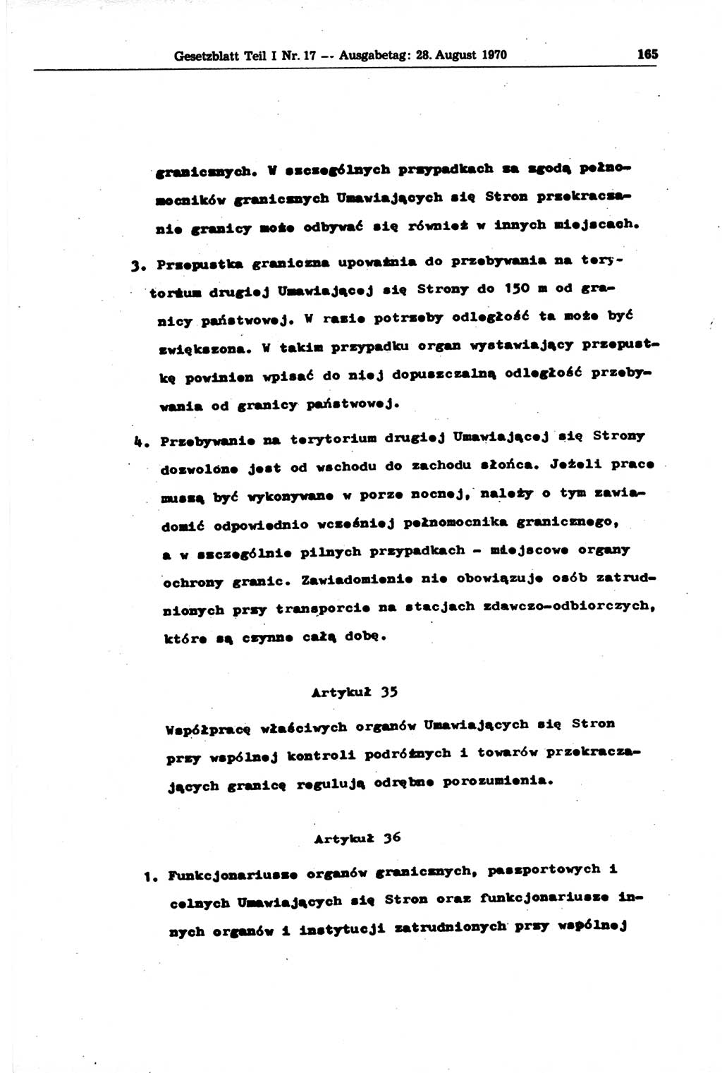 Gesetzblatt (GBl.) der Deutschen Demokratischen Republik (DDR) Teil Ⅰ 1970, Seite 165 (GBl. DDR Ⅰ 1970, S. 165)