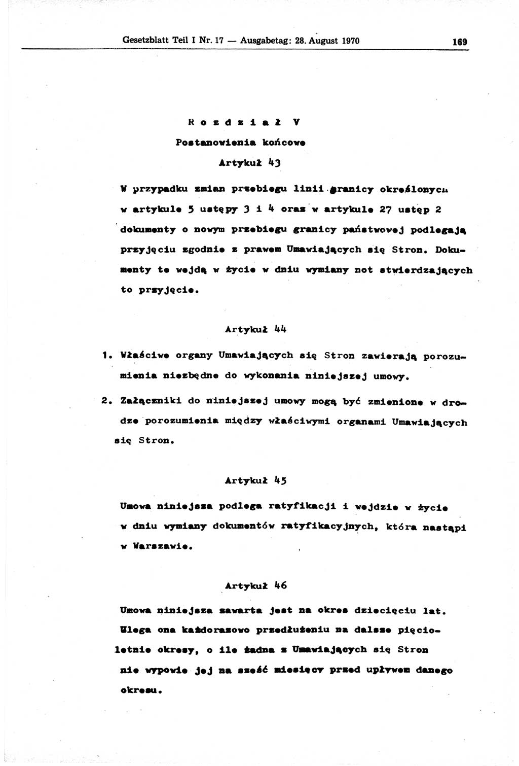 Gesetzblatt (GBl.) der Deutschen Demokratischen Republik (DDR) Teil Ⅰ 1970, Seite 169 (GBl. DDR Ⅰ 1970, S. 169)