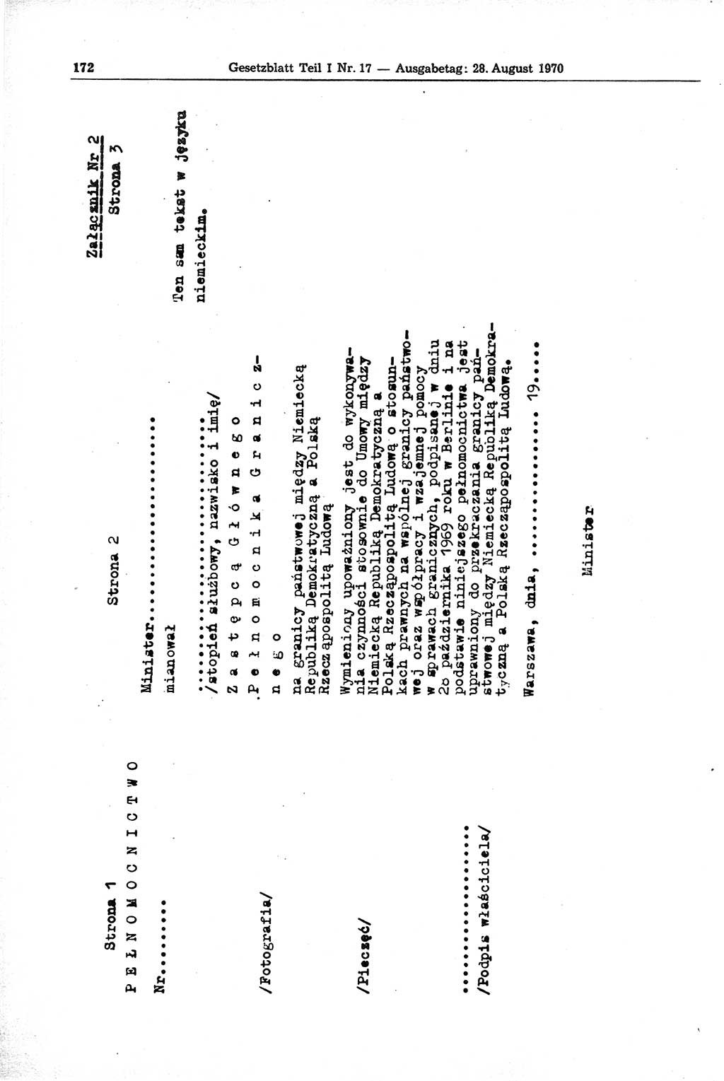 Gesetzblatt (GBl.) der Deutschen Demokratischen Republik (DDR) Teil Ⅰ 1970, Seite 172 (GBl. DDR Ⅰ 1970, S. 172)