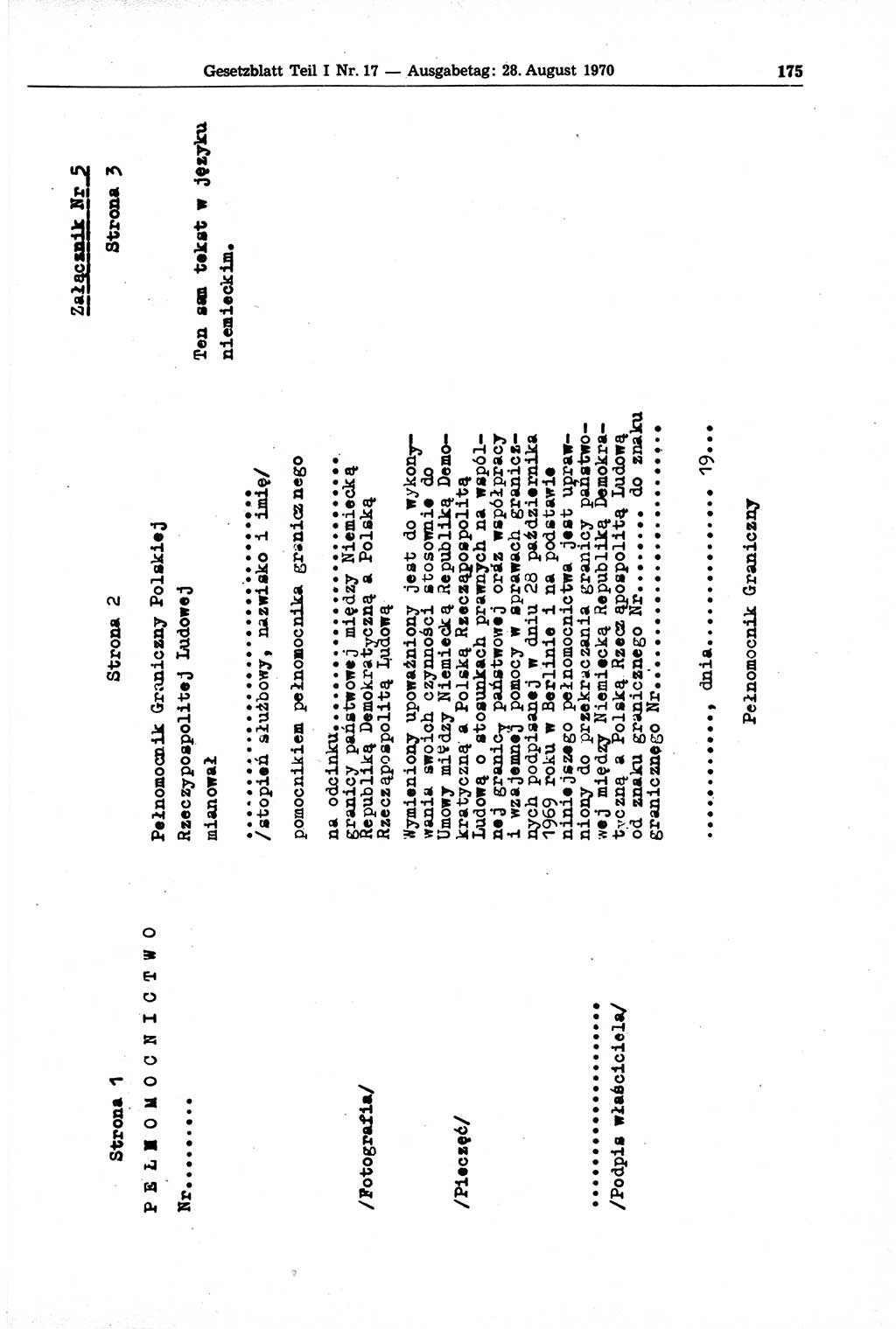 Gesetzblatt (GBl.) der Deutschen Demokratischen Republik (DDR) Teil Ⅰ 1970, Seite 175 (GBl. DDR Ⅰ 1970, S. 175)