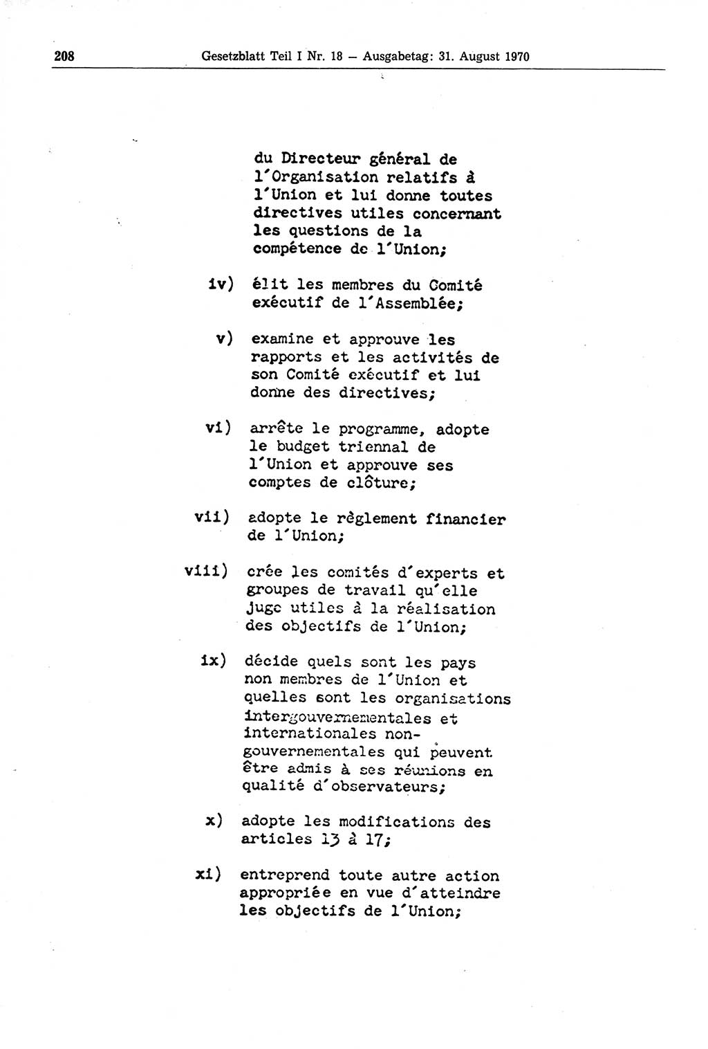Gesetzblatt (GBl.) der Deutschen Demokratischen Republik (DDR) Teil Ⅰ 1970, Seite 208 (GBl. DDR Ⅰ 1970, S. 208)