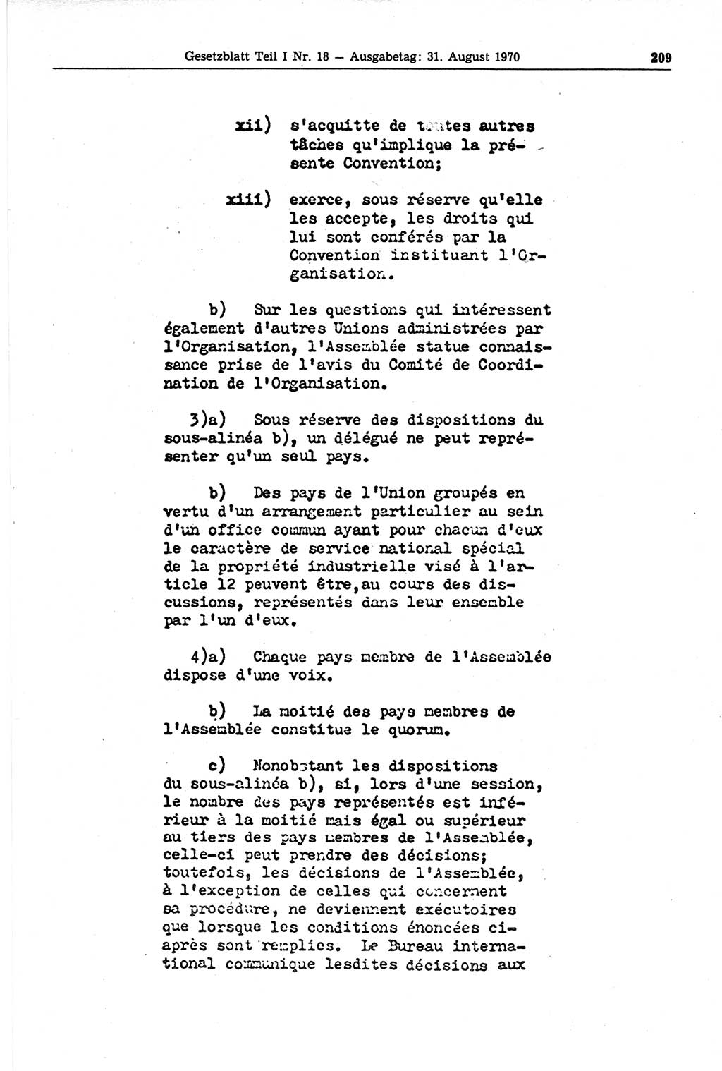 Gesetzblatt (GBl.) der Deutschen Demokratischen Republik (DDR) Teil Ⅰ 1970, Seite 209 (GBl. DDR Ⅰ 1970, S. 209)