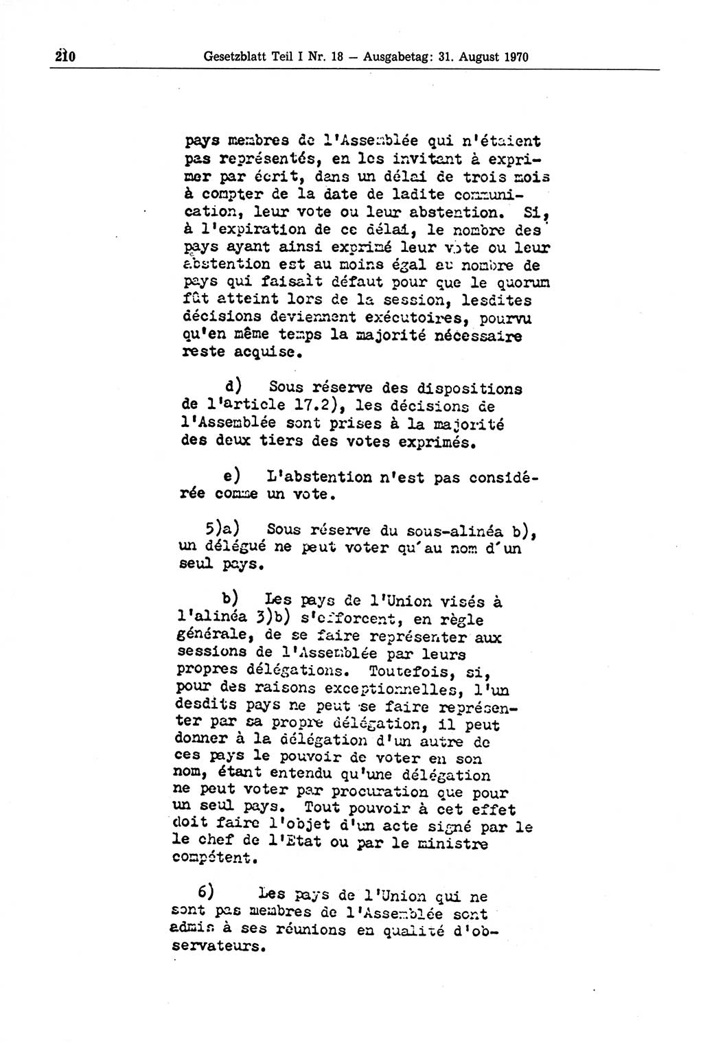 Gesetzblatt (GBl.) der Deutschen Demokratischen Republik (DDR) Teil Ⅰ 1970, Seite 210 (GBl. DDR Ⅰ 1970, S. 210)