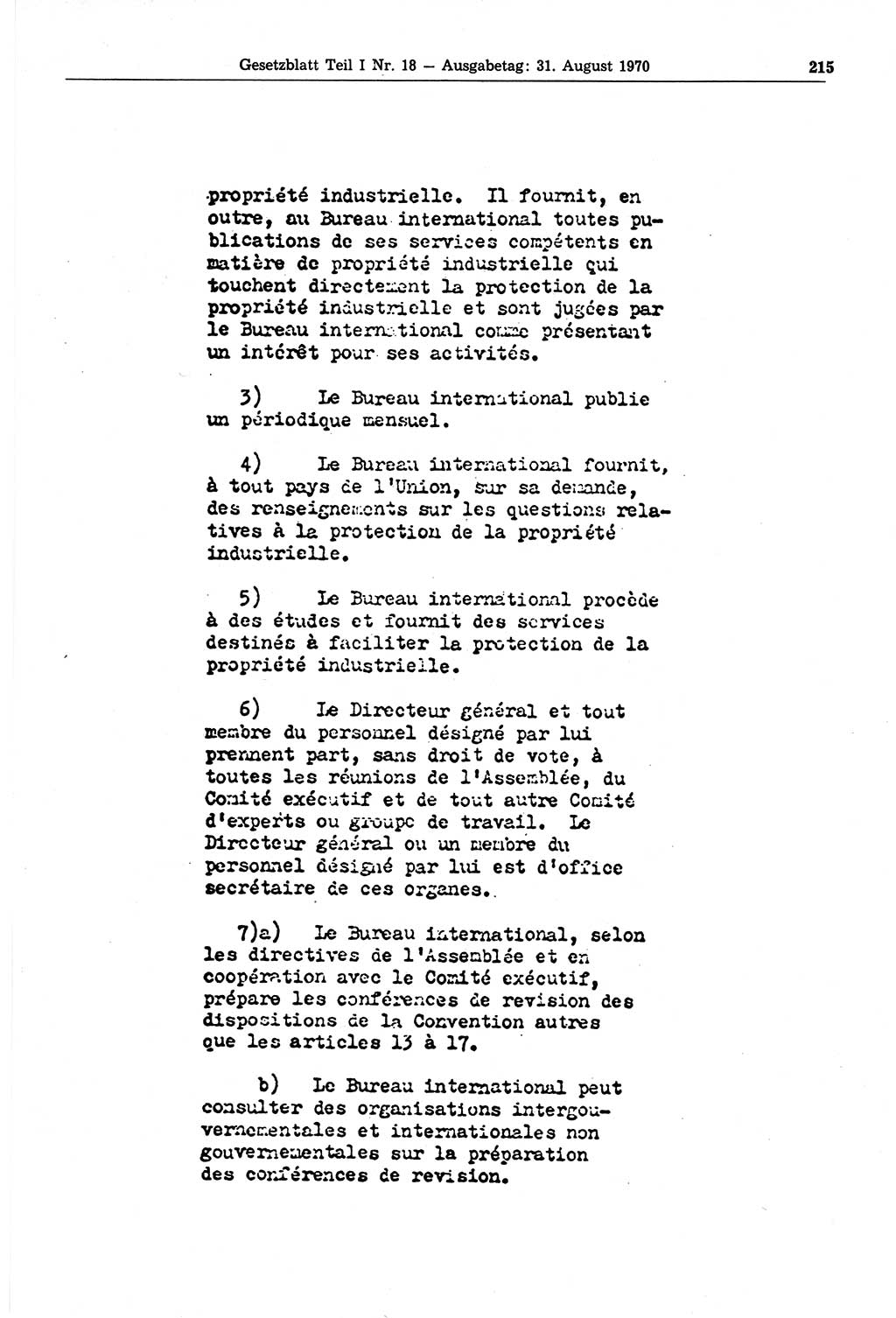 Gesetzblatt (GBl.) der Deutschen Demokratischen Republik (DDR) Teil Ⅰ 1970, Seite 215 (GBl. DDR Ⅰ 1970, S. 215)