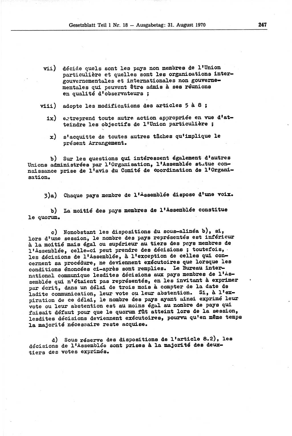 Gesetzblatt (GBl.) der Deutschen Demokratischen Republik (DDR) Teil Ⅰ 1970, Seite 247 (GBl. DDR Ⅰ 1970, S. 247)