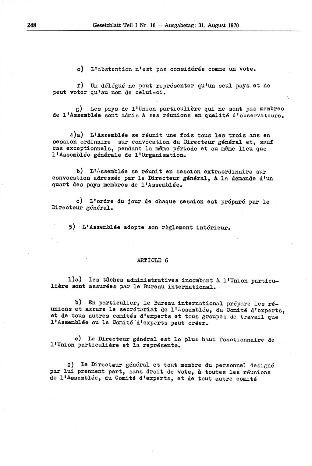 Gesetzblatt (GBl.) der Deutschen Demokratischen Republik (DDR) Teil Ⅰ 1970, Seite 248 (GBl. DDR Ⅰ 1970, S. 248)