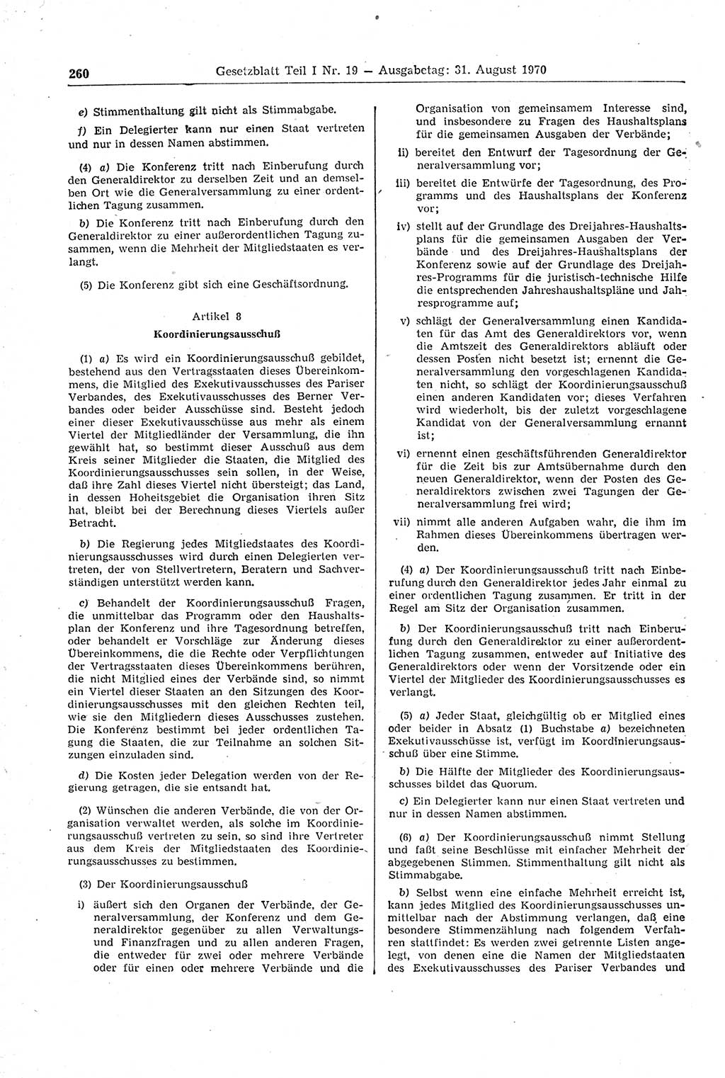 Gesetzblatt (GBl.) der Deutschen Demokratischen Republik (DDR) Teil Ⅰ 1970, Seite 260 (GBl. DDR Ⅰ 1970, S. 260)
