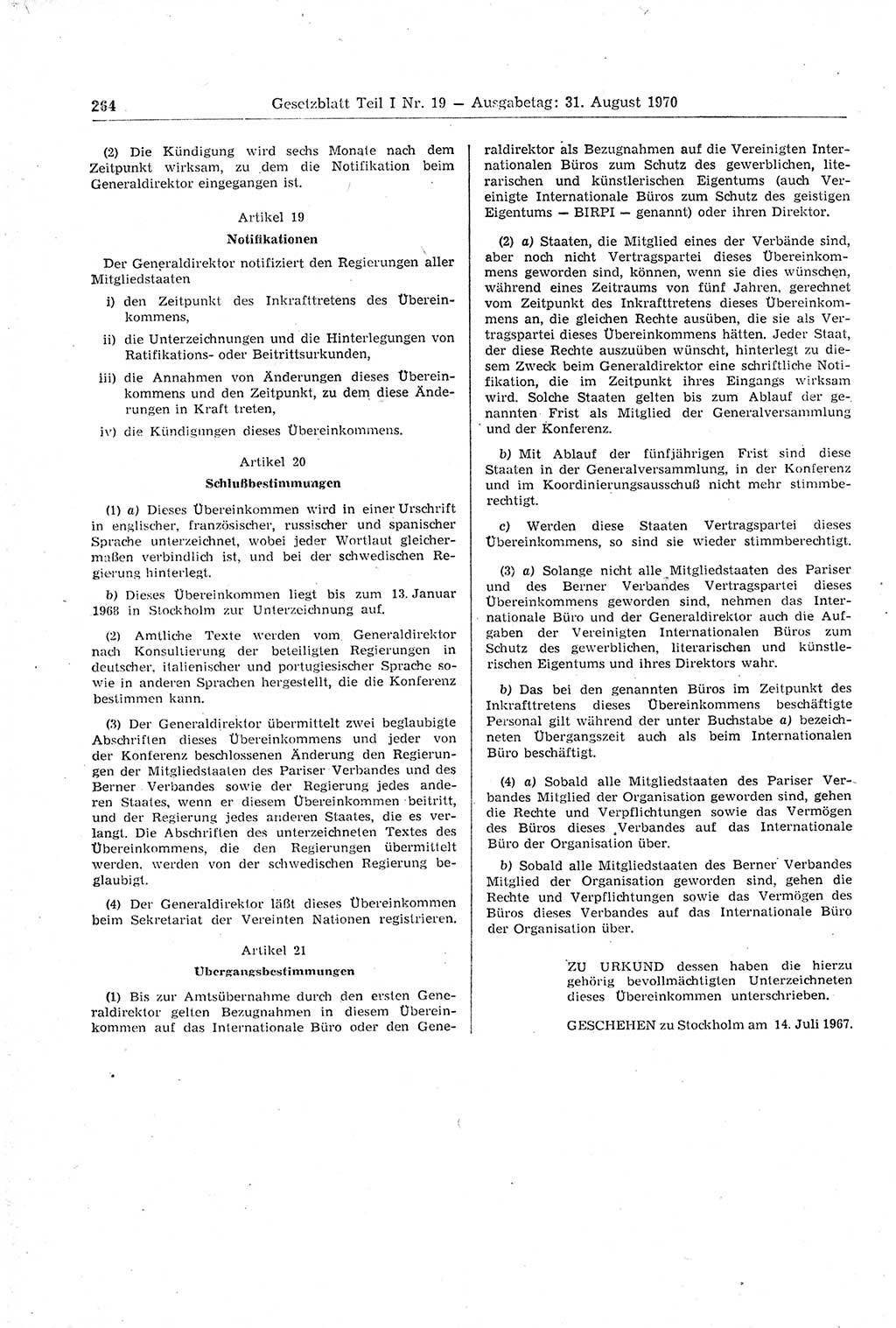 Gesetzblatt (GBl.) der Deutschen Demokratischen Republik (DDR) Teil Ⅰ 1970, Seite 264 (GBl. DDR Ⅰ 1970, S. 264)