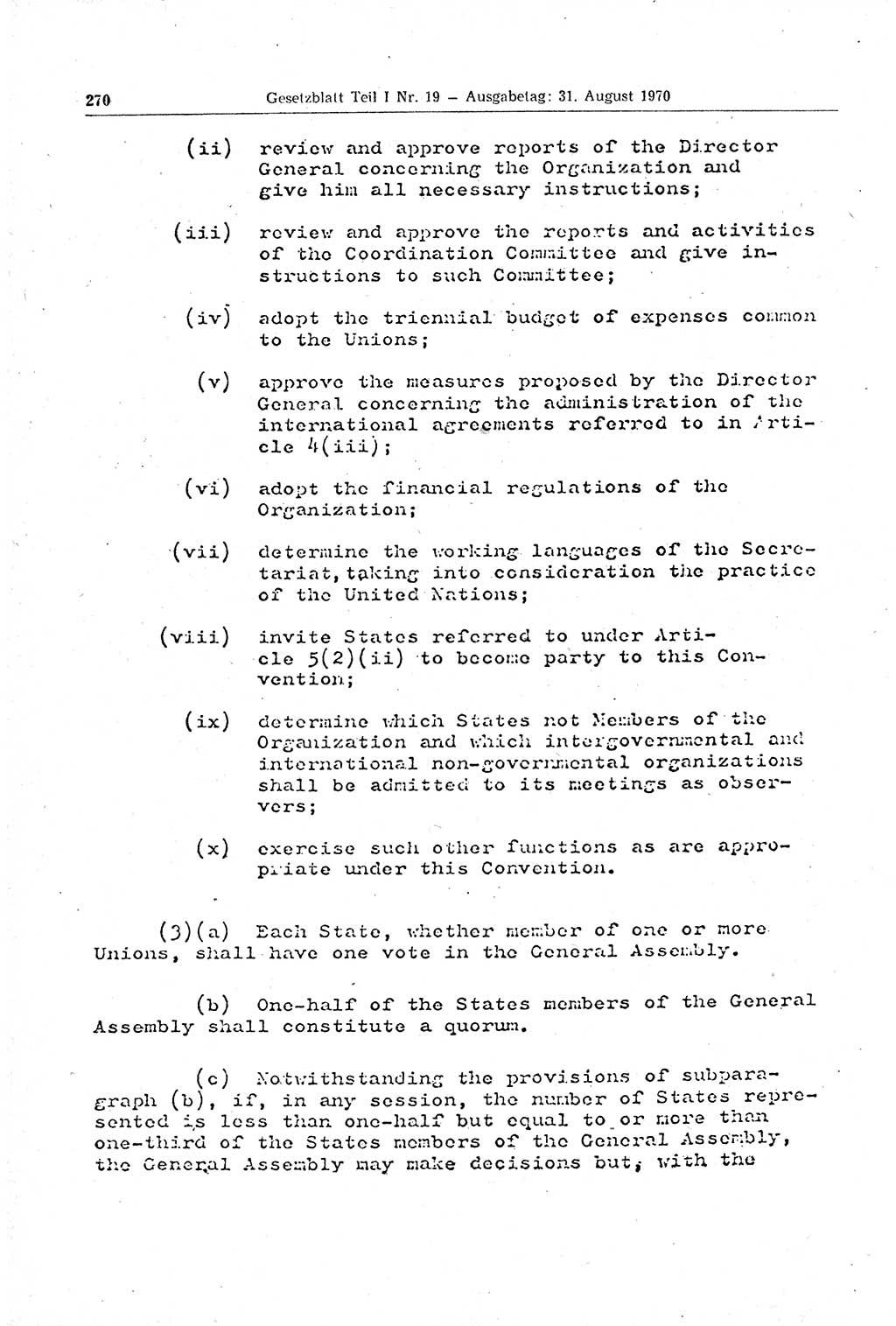 Gesetzblatt (GBl.) der Deutschen Demokratischen Republik (DDR) Teil Ⅰ 1970, Seite 270 (GBl. DDR Ⅰ 1970, S. 270)