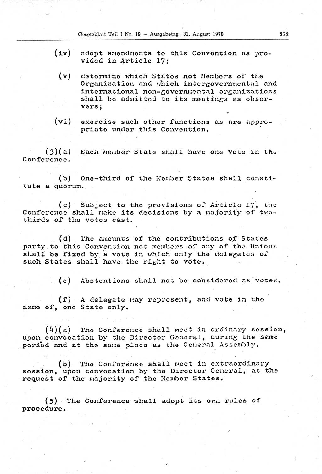 Gesetzblatt (GBl.) der Deutschen Demokratischen Republik (DDR) Teil Ⅰ 1970, Seite 273 (GBl. DDR Ⅰ 1970, S. 273)