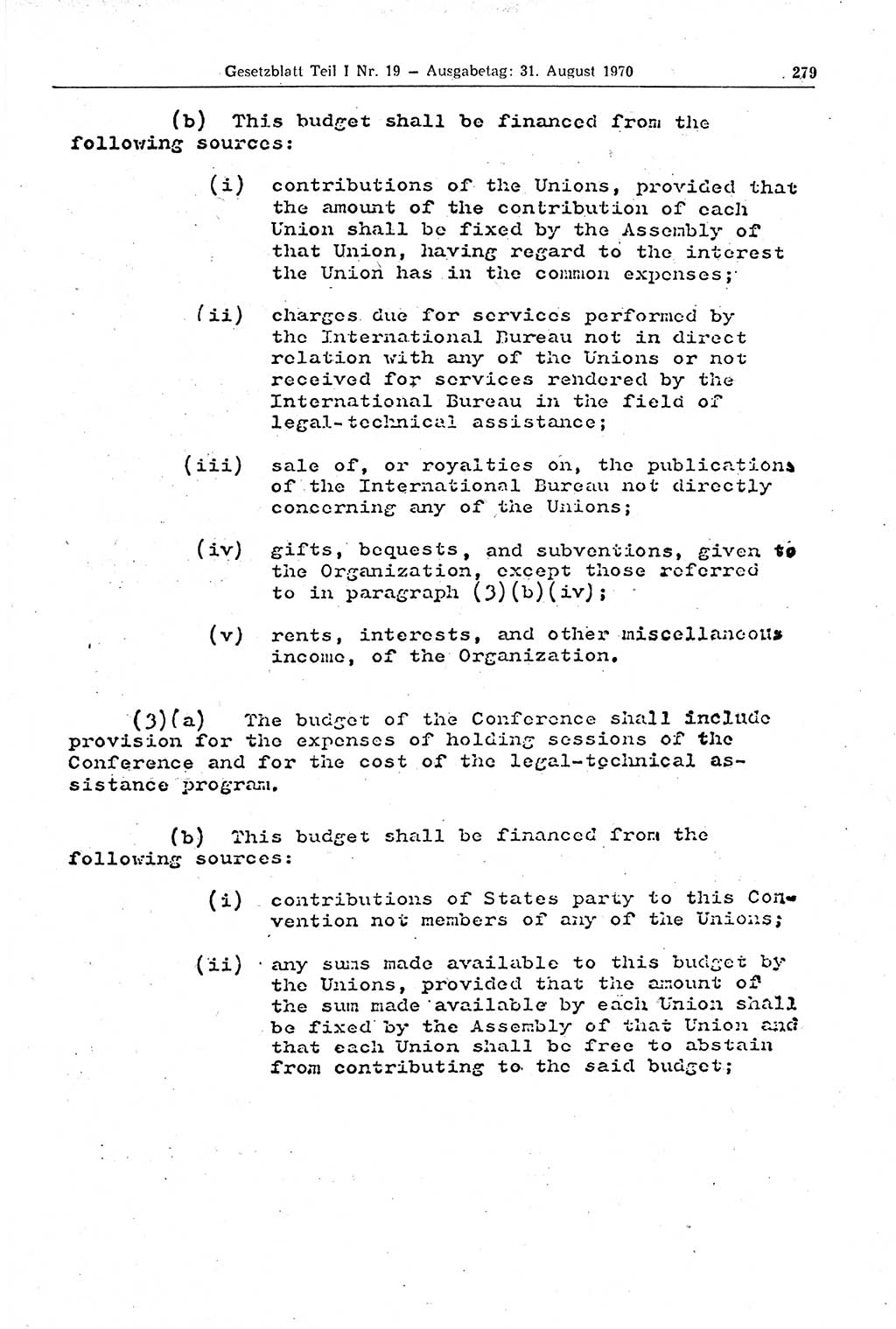 Gesetzblatt (GBl.) der Deutschen Demokratischen Republik (DDR) Teil Ⅰ 1970, Seite 279 (GBl. DDR Ⅰ 1970, S. 279)