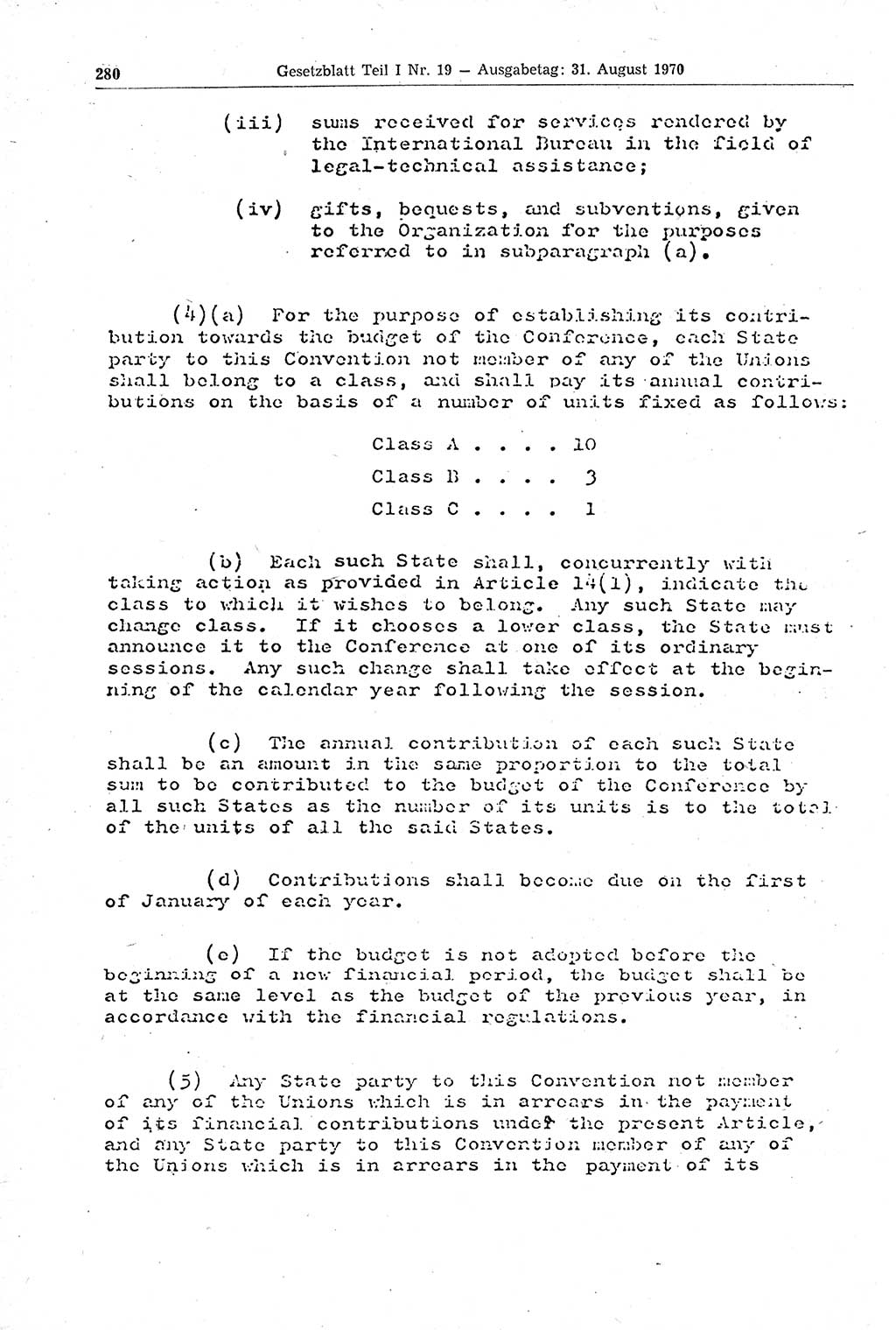 Gesetzblatt (GBl.) der Deutschen Demokratischen Republik (DDR) Teil Ⅰ 1970, Seite 280 (GBl. DDR Ⅰ 1970, S. 280)