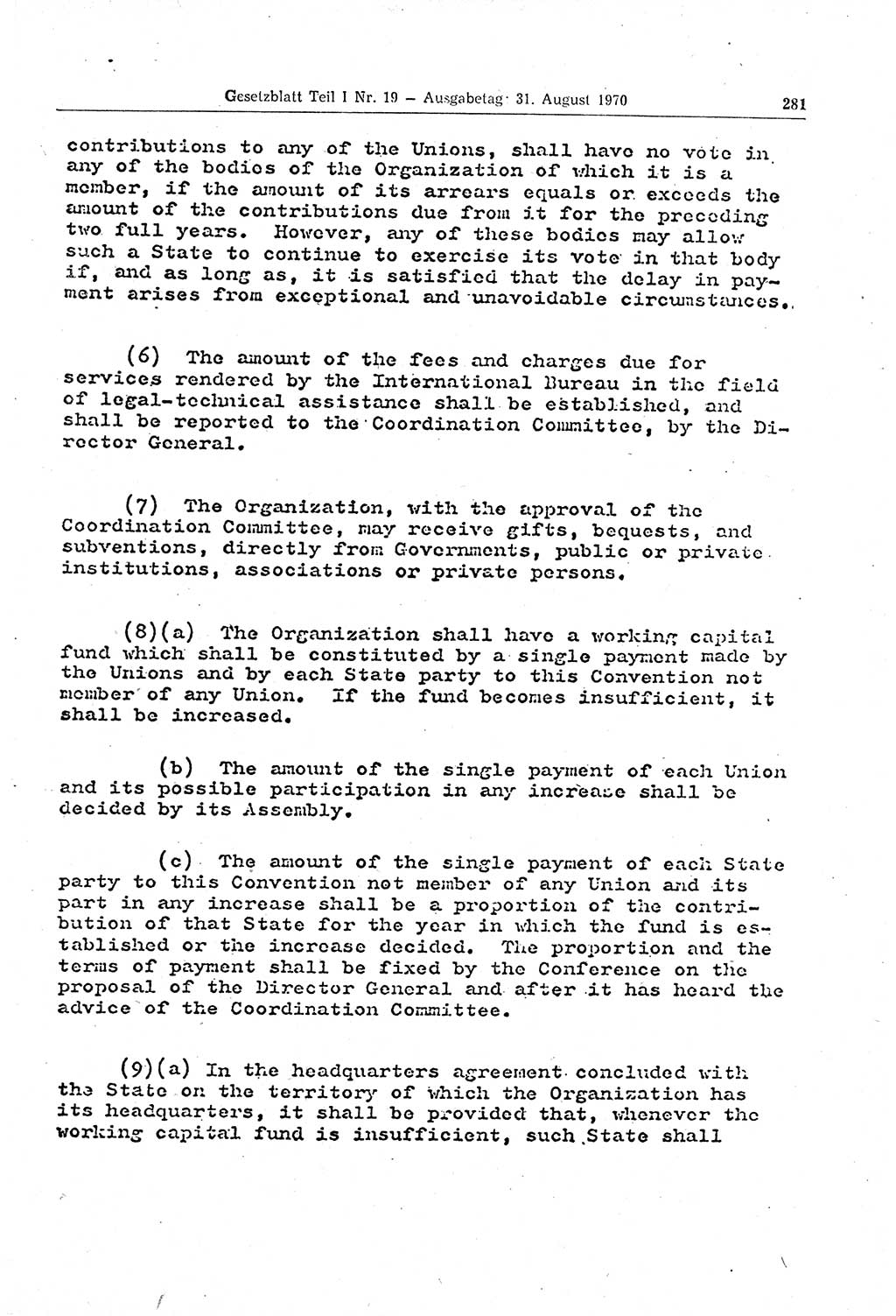 Gesetzblatt (GBl.) der Deutschen Demokratischen Republik (DDR) Teil Ⅰ 1970, Seite 281 (GBl. DDR Ⅰ 1970, S. 281)