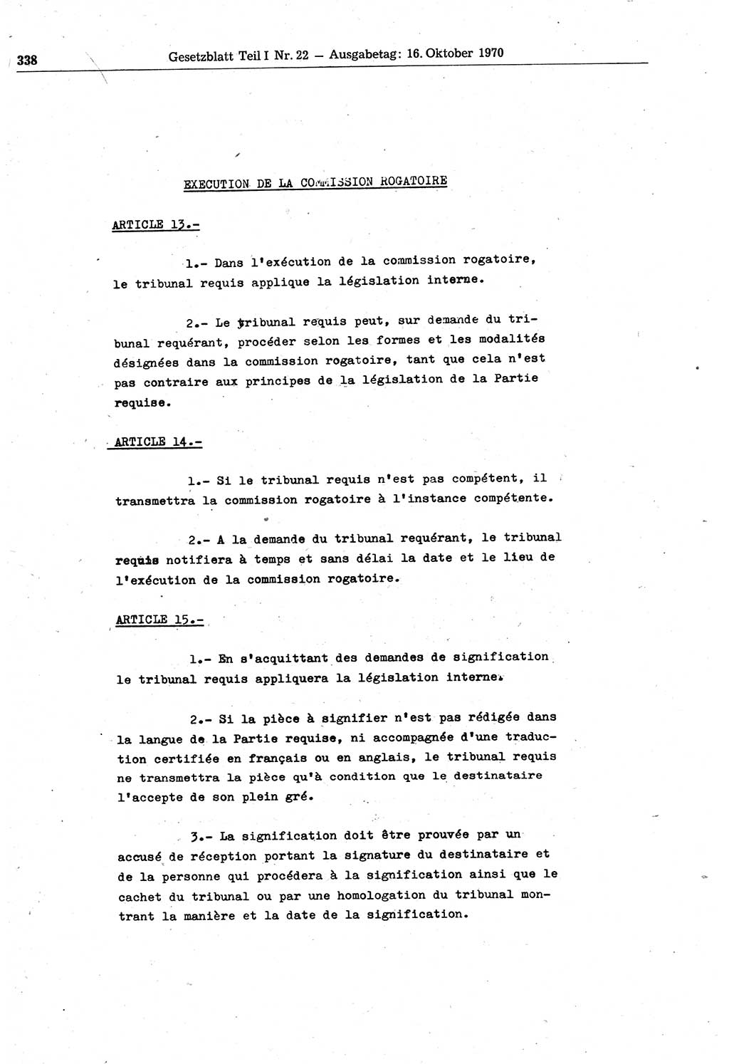 Gesetzblatt (GBl.) der Deutschen Demokratischen Republik (DDR) Teil Ⅰ 1970, Seite 338 (GBl. DDR Ⅰ 1970, S. 338)