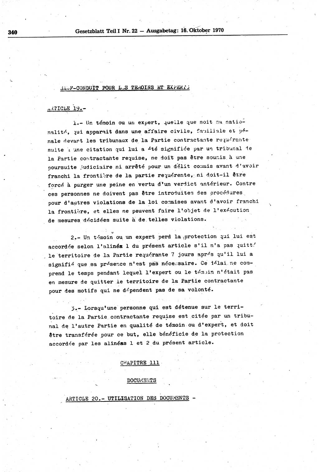 Gesetzblatt (GBl.) der Deutschen Demokratischen Republik (DDR) Teil Ⅰ 1970, Seite 340 (GBl. DDR Ⅰ 1970, S. 340)