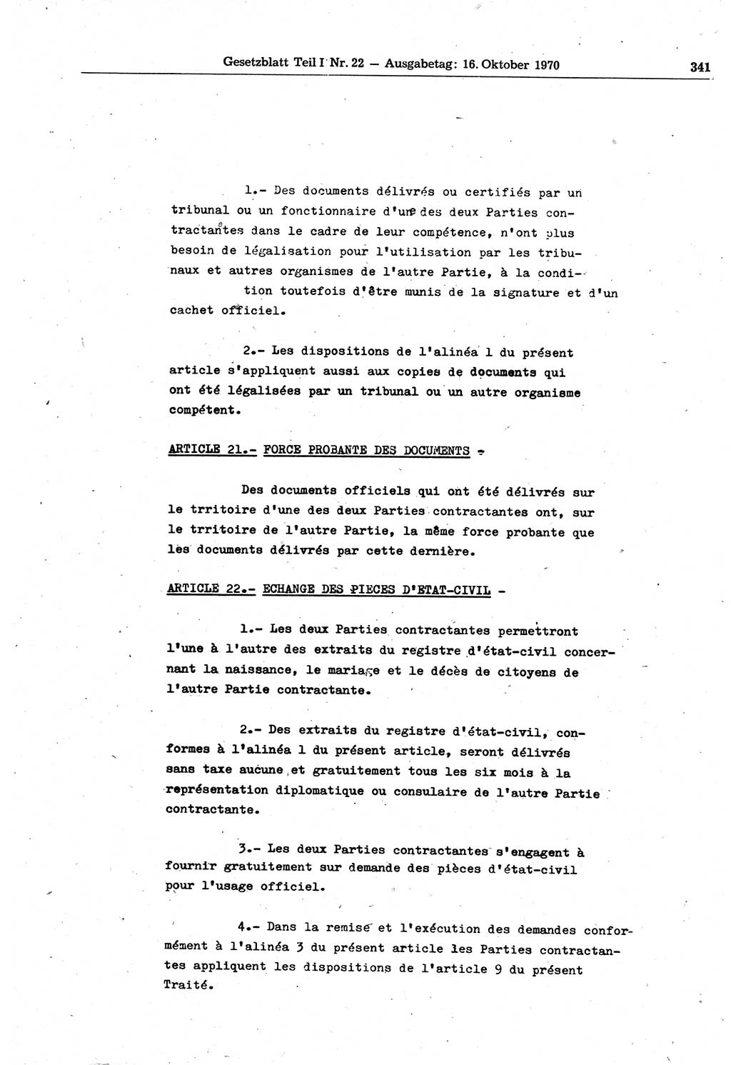 Gesetzblatt (GBl.) der Deutschen Demokratischen Republik (DDR) Teil Ⅰ 1970, Seite 341 (GBl. DDR Ⅰ 1970, S. 341)