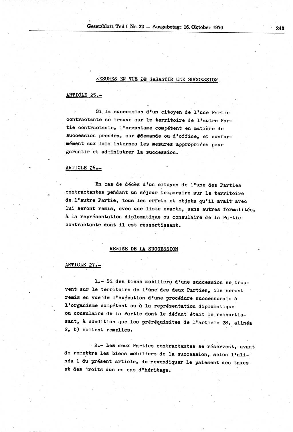 Gesetzblatt (GBl.) der Deutschen Demokratischen Republik (DDR) Teil Ⅰ 1970, Seite 343 (GBl. DDR Ⅰ 1970, S. 343)