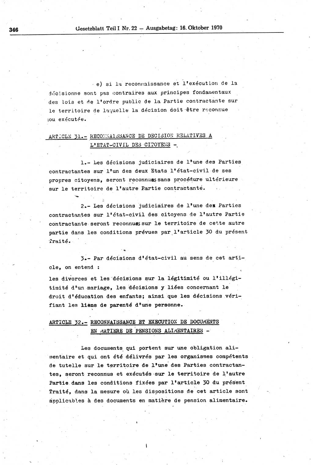 Gesetzblatt (GBl.) der Deutschen Demokratischen Republik (DDR) Teil Ⅰ 1970, Seite 346 (GBl. DDR Ⅰ 1970, S. 346)