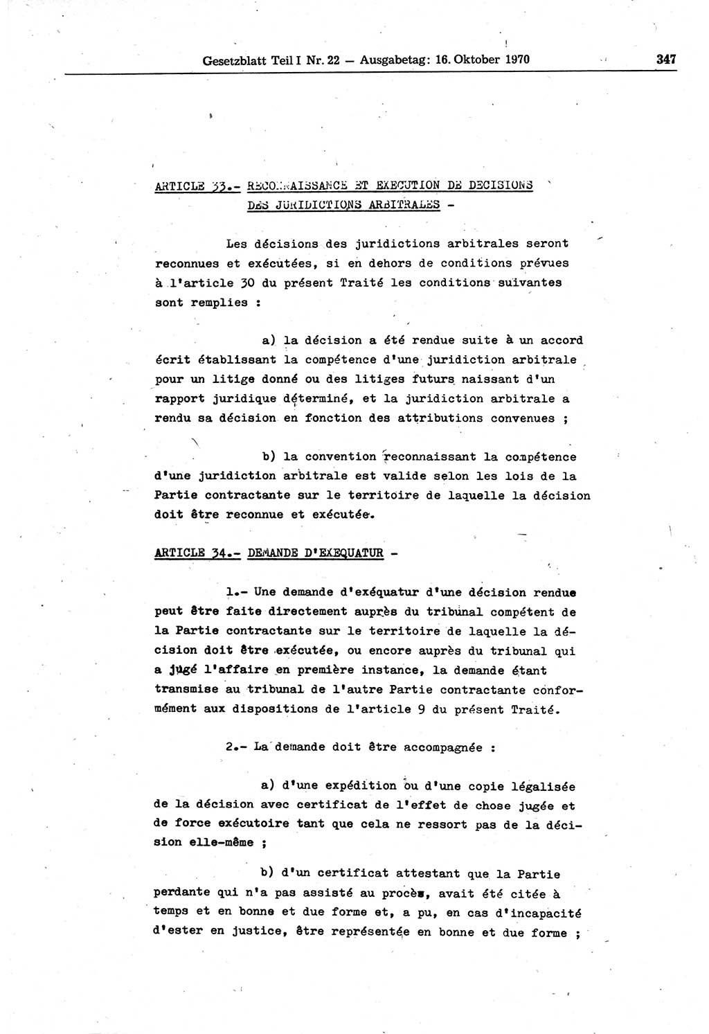 Gesetzblatt (GBl.) der Deutschen Demokratischen Republik (DDR) Teil Ⅰ 1970, Seite 347 (GBl. DDR Ⅰ 1970, S. 347)