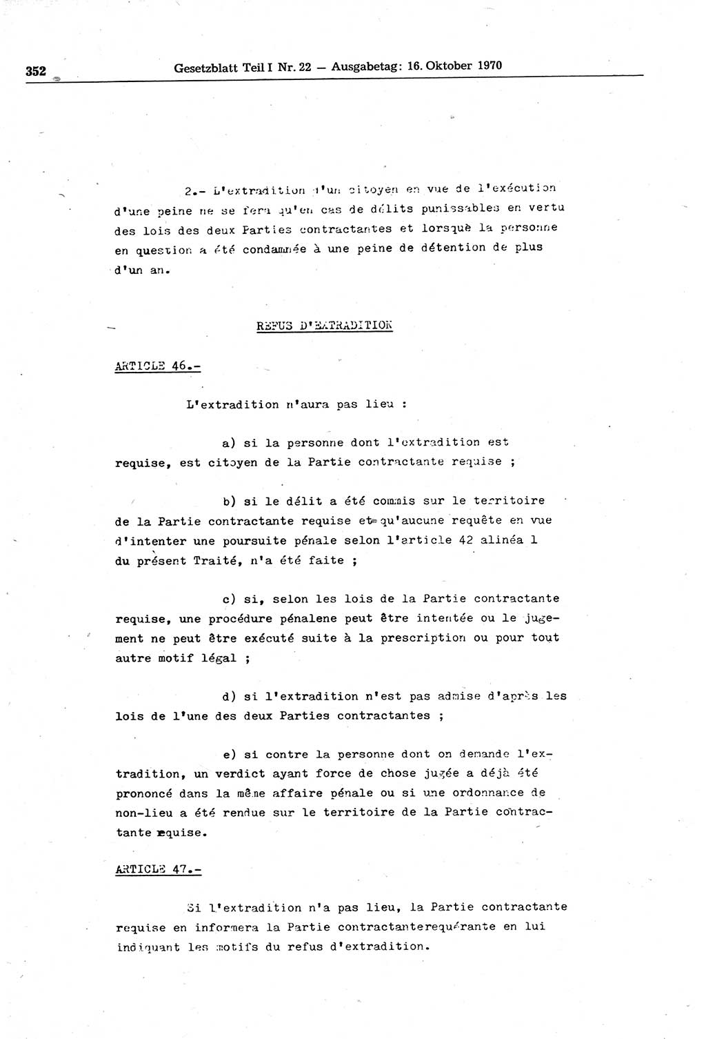 Gesetzblatt (GBl.) der Deutschen Demokratischen Republik (DDR) Teil Ⅰ 1970, Seite 352 (GBl. DDR Ⅰ 1970, S. 352)