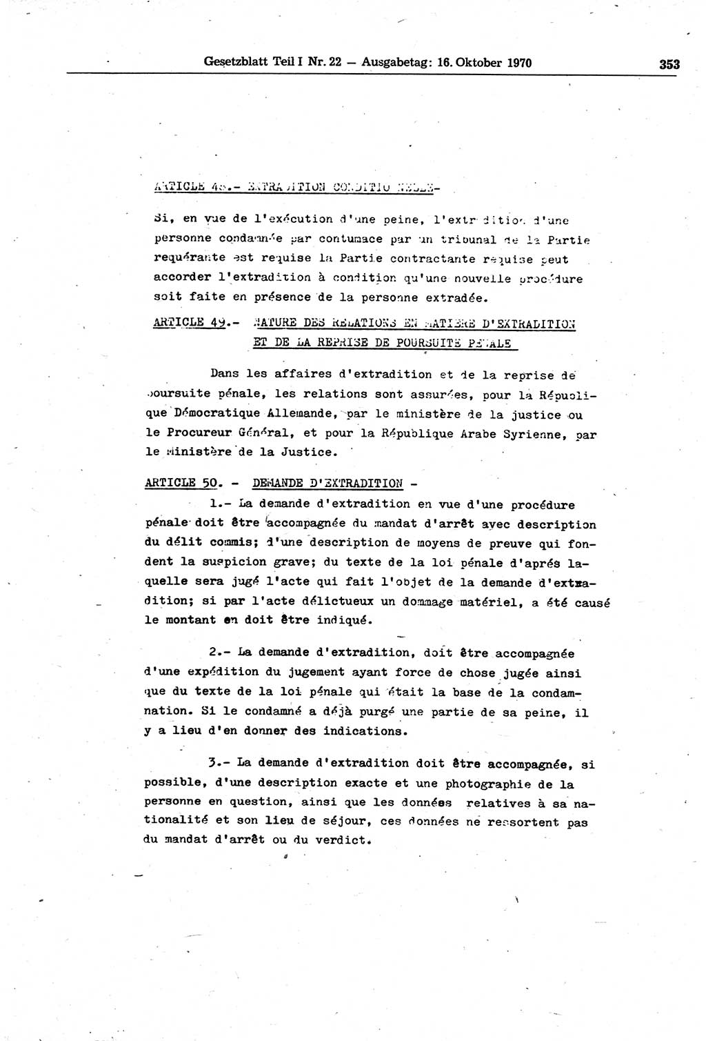 Gesetzblatt (GBl.) der Deutschen Demokratischen Republik (DDR) Teil Ⅰ 1970, Seite 353 (GBl. DDR Ⅰ 1970, S. 353)