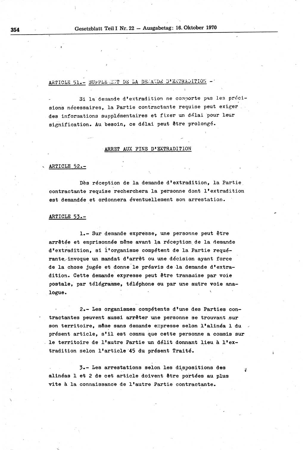 Gesetzblatt (GBl.) der Deutschen Demokratischen Republik (DDR) Teil Ⅰ 1970, Seite 354 (GBl. DDR Ⅰ 1970, S. 354)