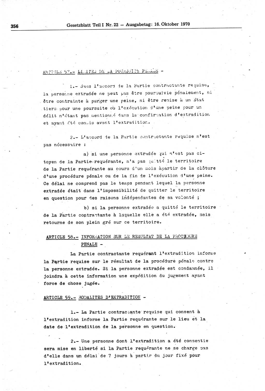 Gesetzblatt (GBl.) der Deutschen Demokratischen Republik (DDR) Teil Ⅰ 1970, Seite 356 (GBl. DDR Ⅰ 1970, S. 356)