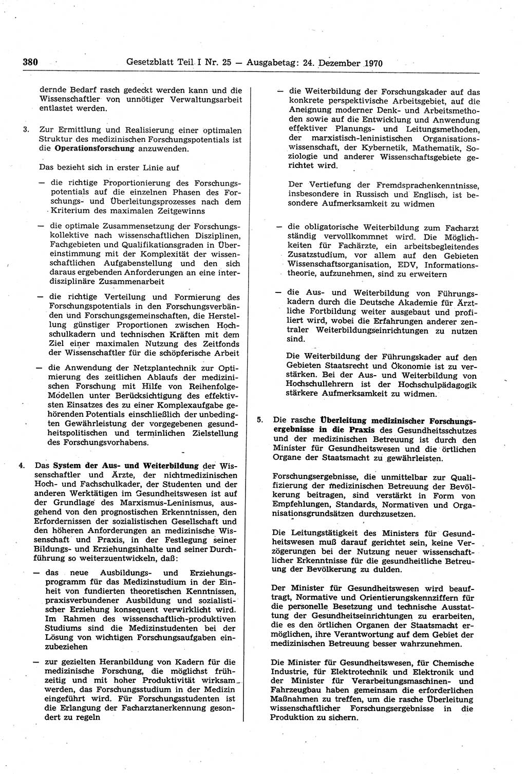 Gesetzblatt (GBl.) der Deutschen Demokratischen Republik (DDR) Teil Ⅰ 1970, Seite 380 (GBl. DDR Ⅰ 1970, S. 380)