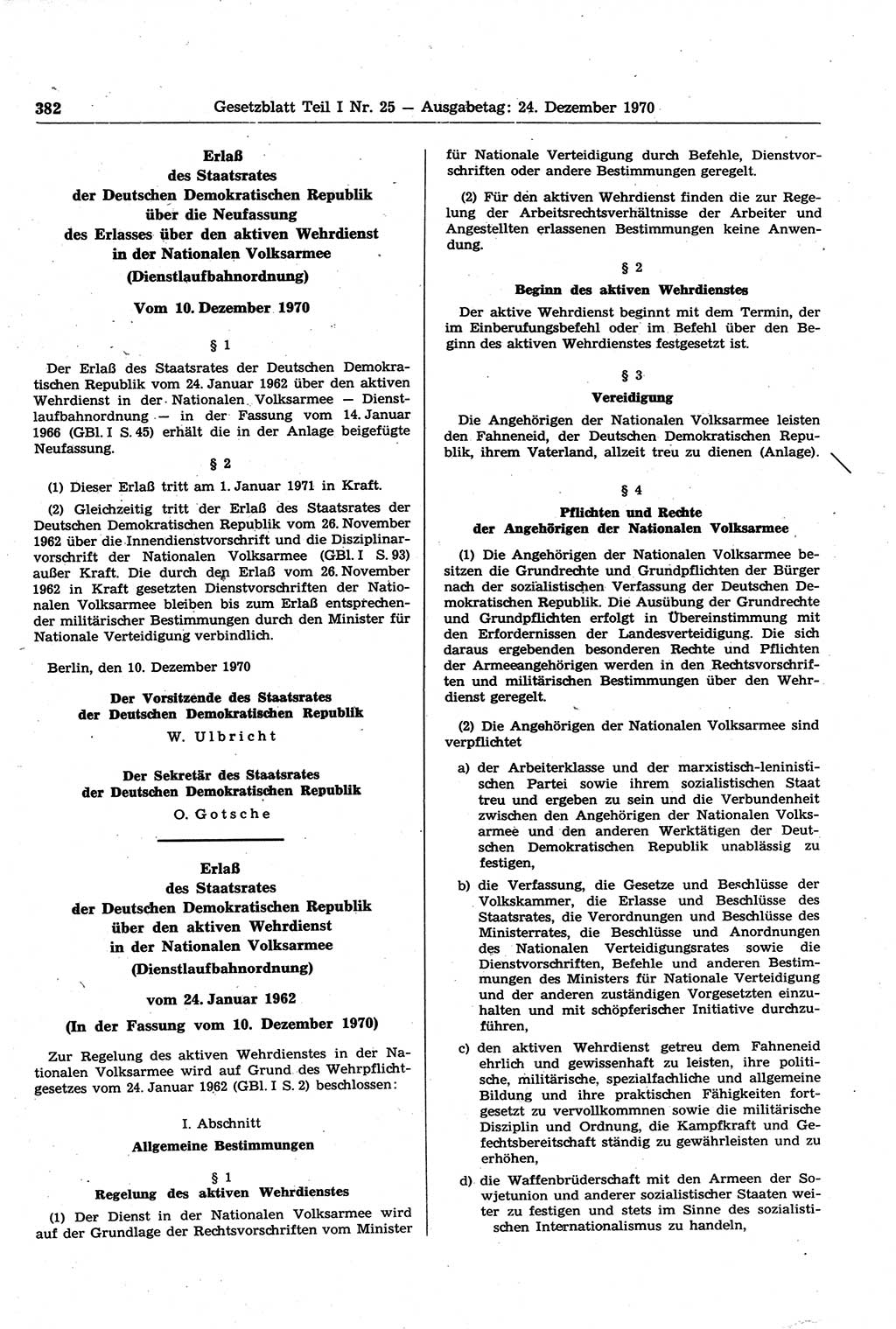 Gesetzblatt (GBl.) der Deutschen Demokratischen Republik (DDR) Teil Ⅰ 1970, Seite 382 (GBl. DDR Ⅰ 1970, S. 382)
