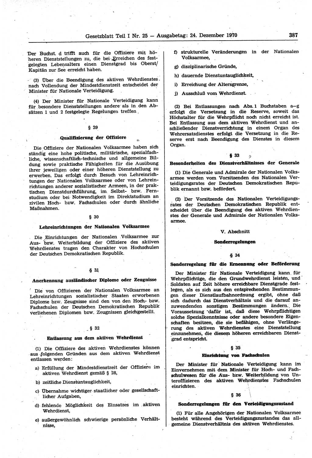 Gesetzblatt (GBl.) der Deutschen Demokratischen Republik (DDR) Teil Ⅰ 1970, Seite 387 (GBl. DDR Ⅰ 1970, S. 387)
