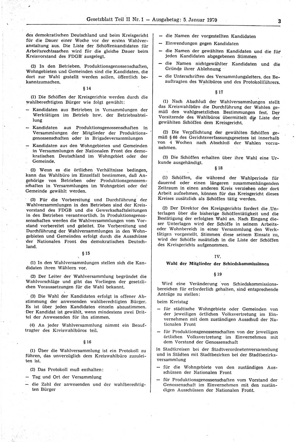 Gesetzblatt (GBl.) der Deutschen Demokratischen Republik (DDR) Teil ⅠⅠ 1970, Seite 3 (GBl. DDR ⅠⅠ 1970, S. 3)