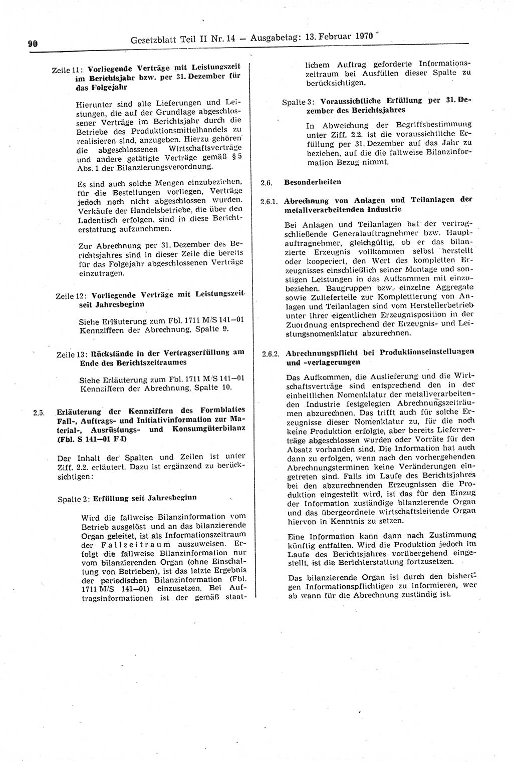 Gesetzblatt (GBl.) der Deutschen Demokratischen Republik (DDR) Teil ⅠⅠ 1970, Seite 90 (GBl. DDR ⅠⅠ 1970, S. 90)