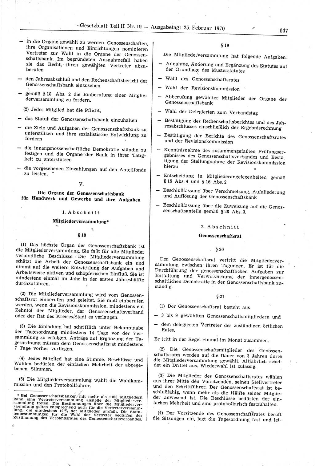 Gesetzblatt (GBl.) der Deutschen Demokratischen Republik (DDR) Teil ⅠⅠ 1970, Seite 147 (GBl. DDR ⅠⅠ 1970, S. 147)
