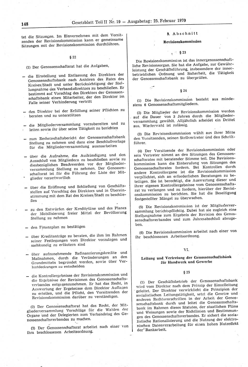 Gesetzblatt (GBl.) der Deutschen Demokratischen Republik (DDR) Teil ⅠⅠ 1970, Seite 148 (GBl. DDR ⅠⅠ 1970, S. 148)