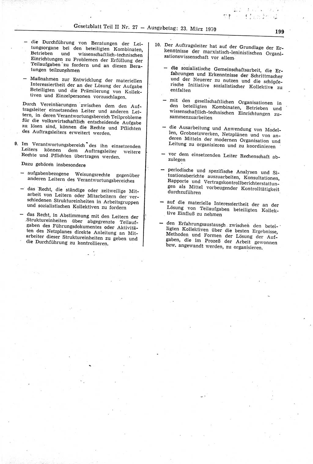 Gesetzblatt (GBl.) der Deutschen Demokratischen Republik (DDR) Teil ⅠⅠ 1970, Seite 199 (GBl. DDR ⅠⅠ 1970, S. 199)