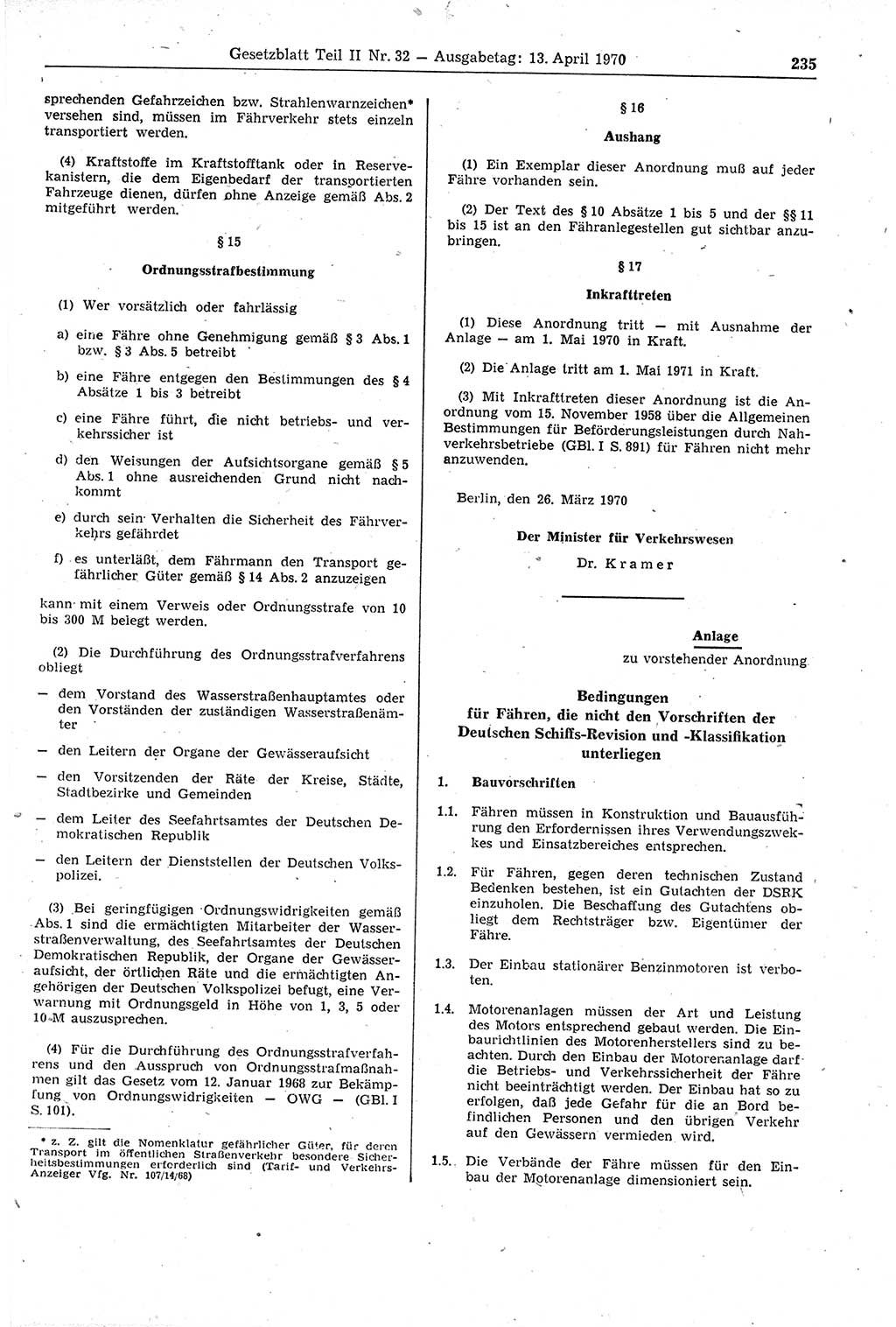 Gesetzblatt (GBl.) der Deutschen Demokratischen Republik (DDR) Teil ⅠⅠ 1970, Seite 235 (GBl. DDR ⅠⅠ 1970, S. 235)