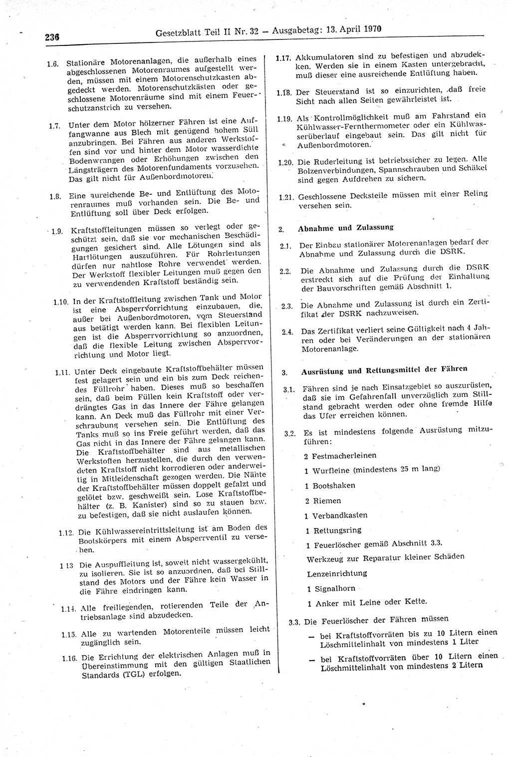 Gesetzblatt (GBl.) der Deutschen Demokratischen Republik (DDR) Teil ⅠⅠ 1970, Seite 236 (GBl. DDR ⅠⅠ 1970, S. 236)